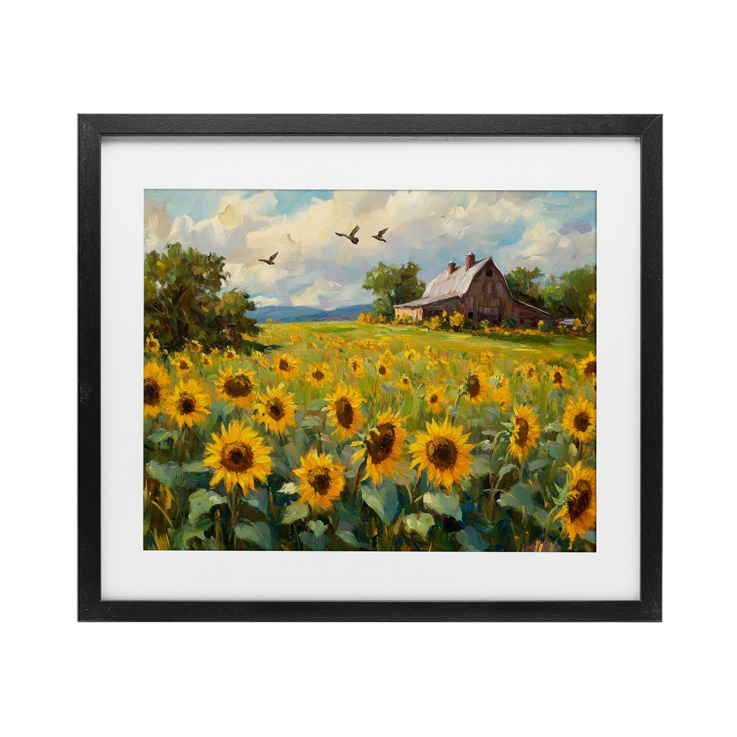 Stupell Industries Sunflower Farm Floral Field Framed Print Under Glass, design by Petal Prints Design