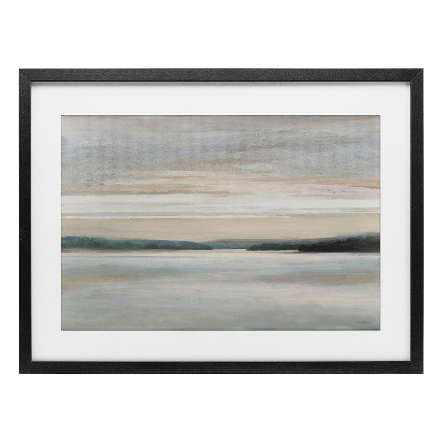 Stupell Industries Muted Lake Abstraction Framed Print Under Glass, design by Amber Sterling