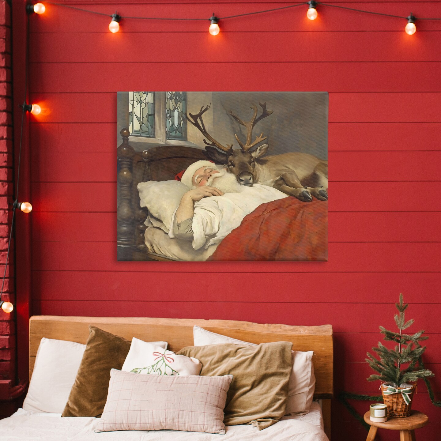 Stupell Industries Goodnight Santa & Reindeer Canvas, design by Arlington Prints