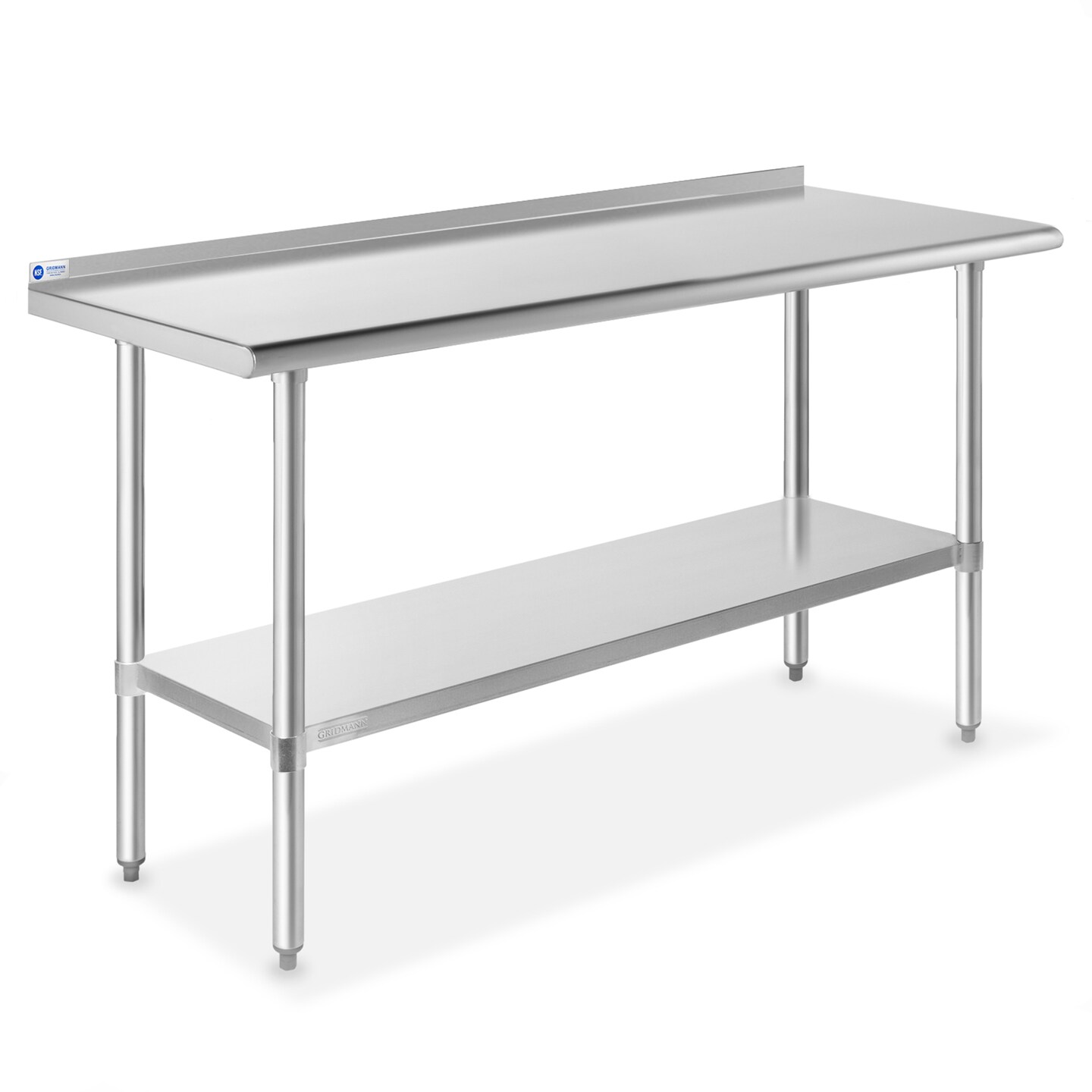 GRIDMANN Stainless Steel Kitchen Prep Table with Backsplash & Under Shelf, NSF Commercial Work Table for Restaurant and Home