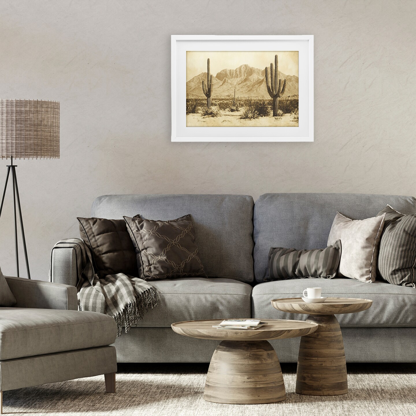 Stupell Industries Desert Landscape Vintage Sepia Framed Print Under Glass, design by Petal Prints Design