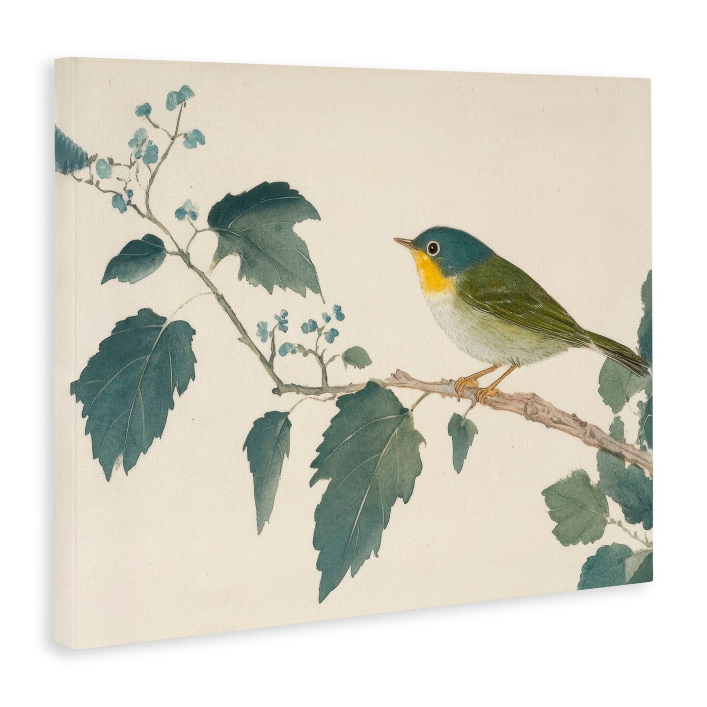 Stupell Industries Blue Bird and Leaves Canvas, design by Petal Prints Design