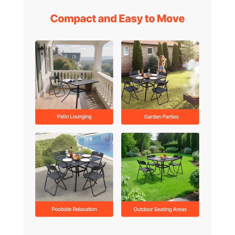 Outdoor Patio Dining Table, 37 inch Square Metal Steel Slat Backyard Bistro Tables