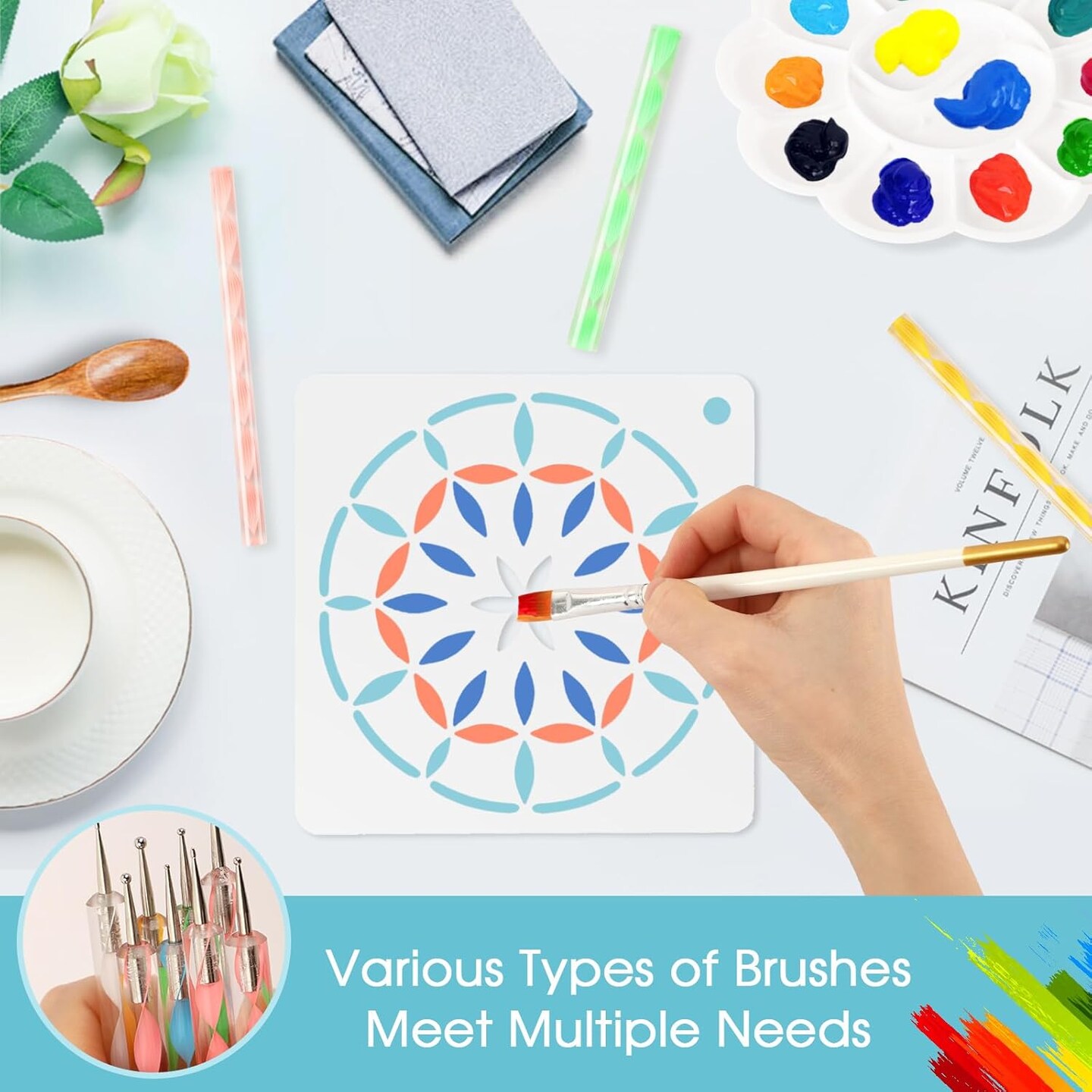 58 Pcs Mandala Dotting Tools Painting Kit Stencils (Style B)