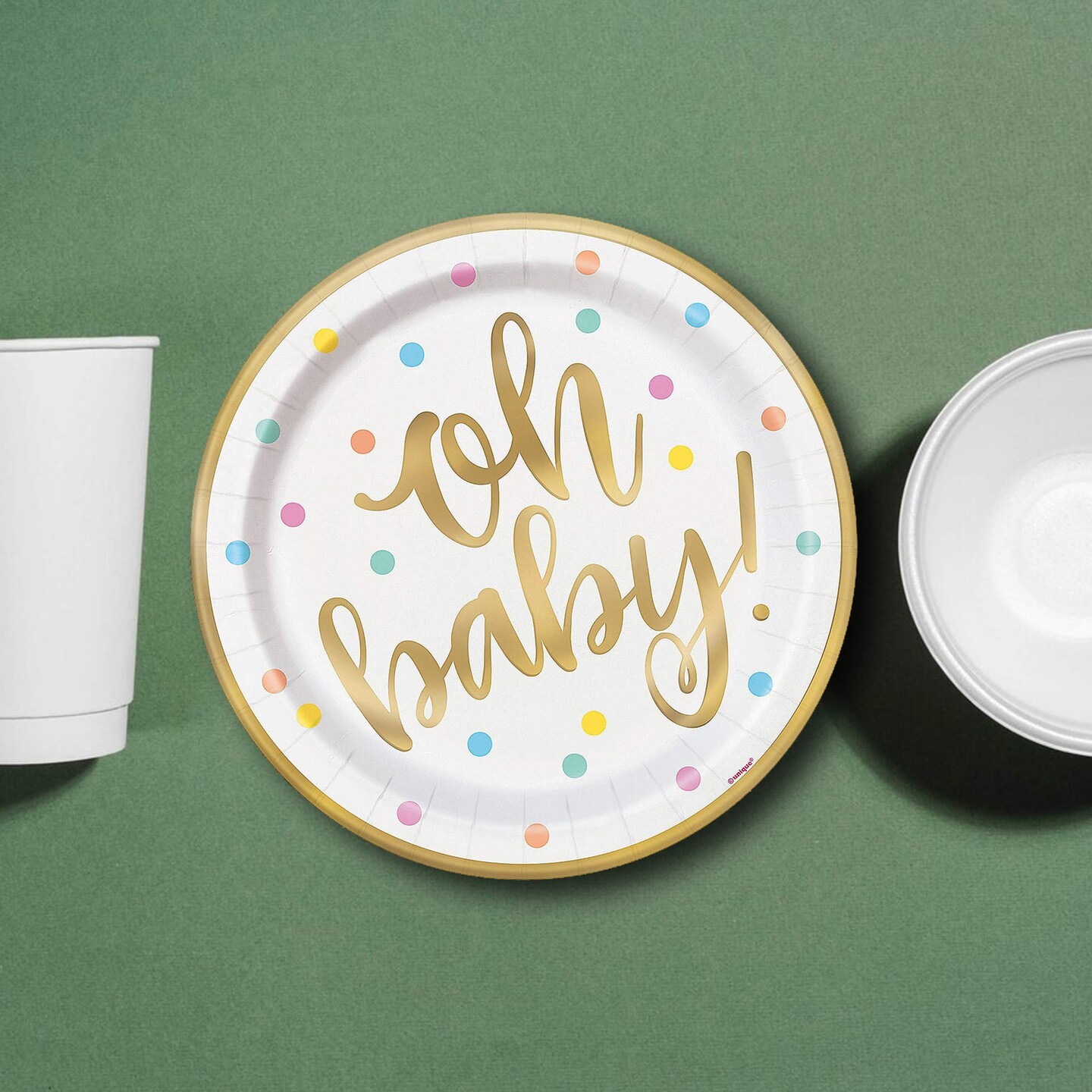 8 Ct. Oh Baby Pastel Polka Dot Paper Dinner Plates 9" Durable Baby Shower Tableware