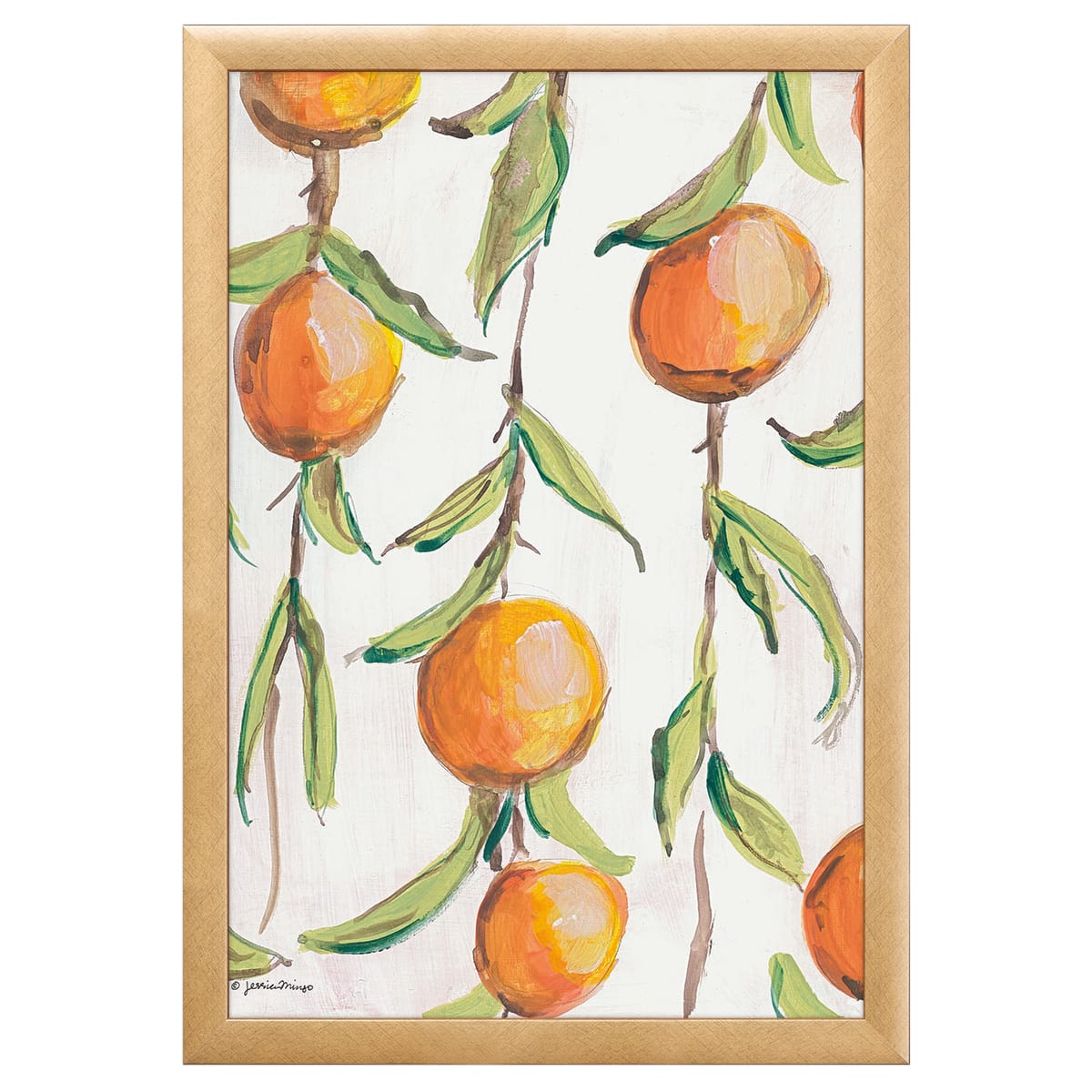 12" x 16" Orange Branch Framed Wall Art, Contemporary Kitchen Home Décor, Glass Facing and Hanging Hardware Included