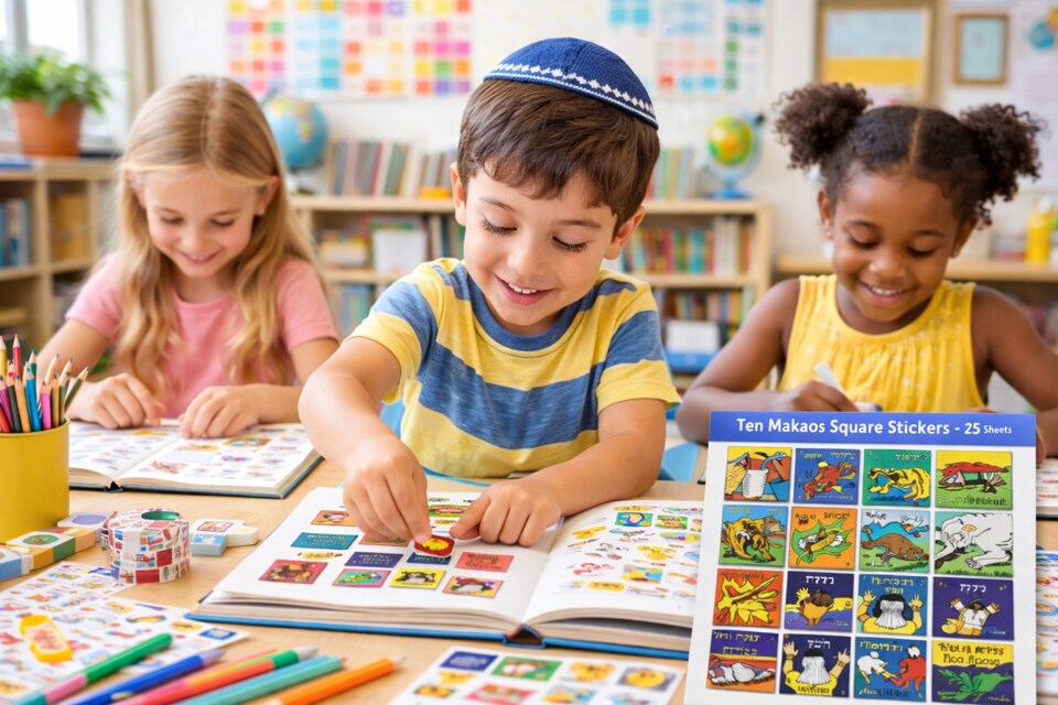 Ten Maakos Square Stickers – 25 Sheet Pack, Educational Passover Stickers for Crafts & Classrooms
