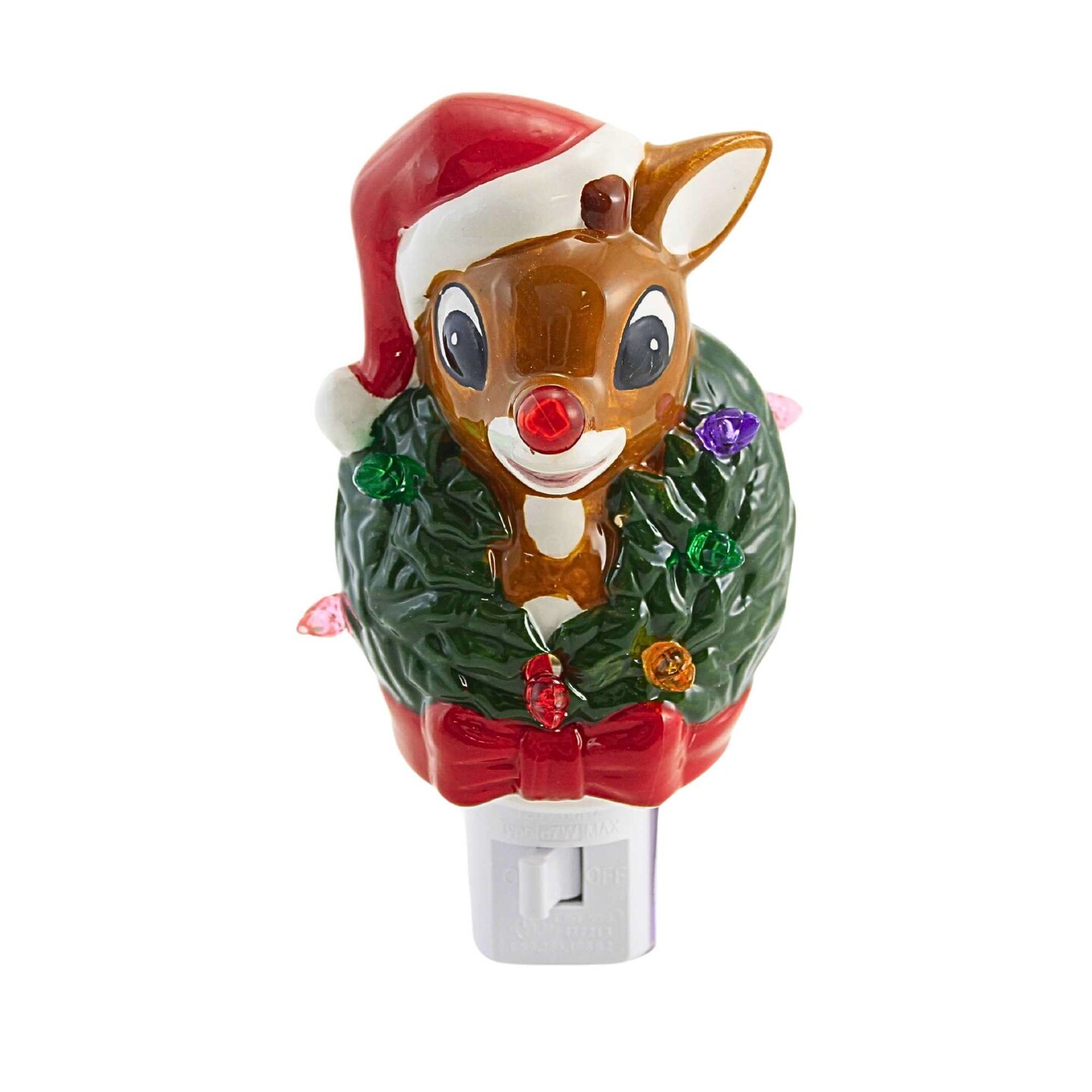 Roman 5.5 Inch Rudolph Night Light Christmas Nightlight , Red Nose Reindeer