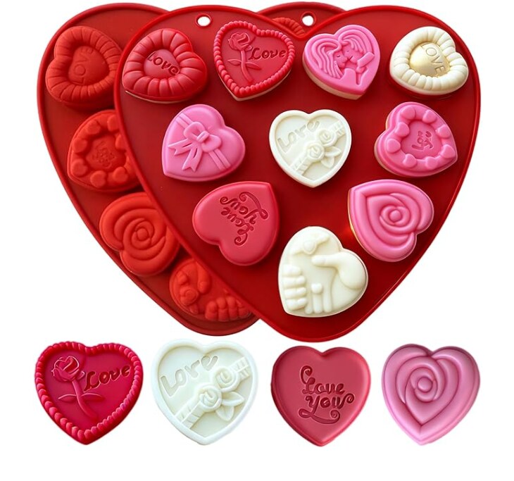 1PCS Heart Shaped Silicone Molds, 10-Style Valentines Day Mold Silicone