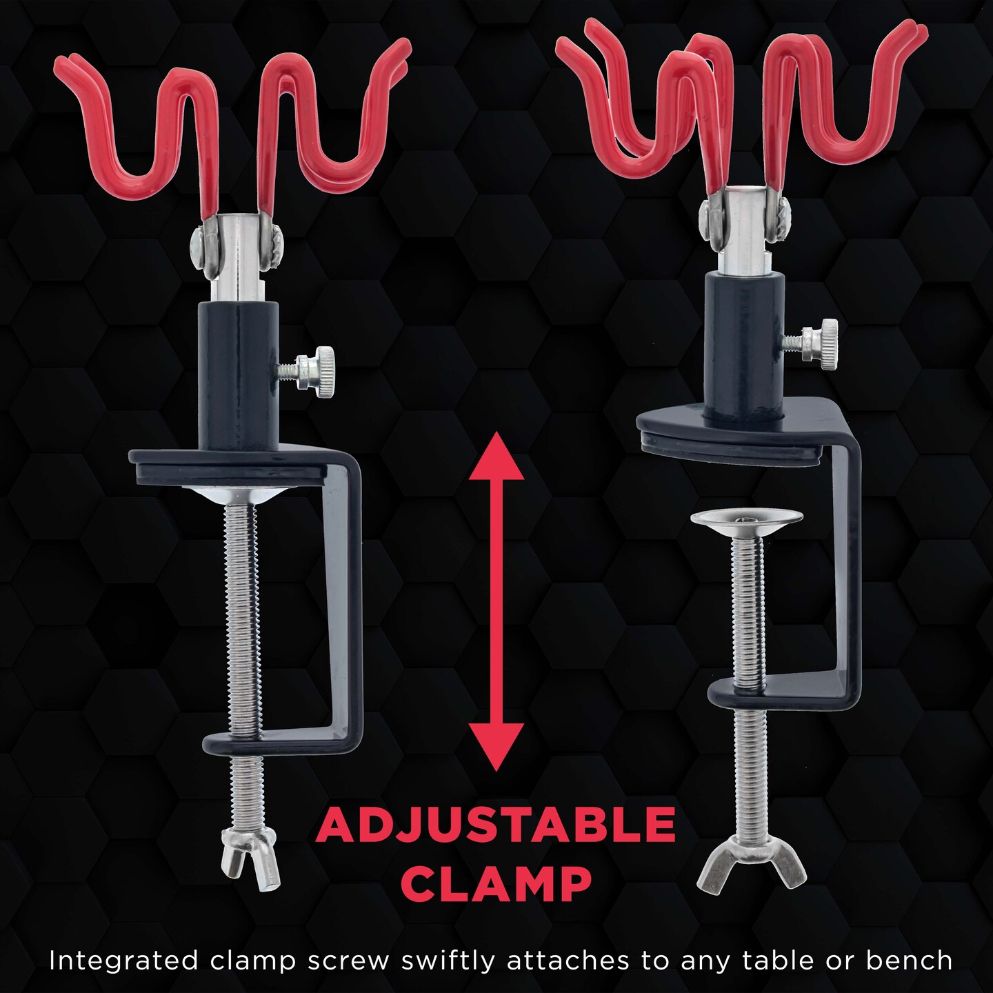 Clamp-On 2-Airbrush Holder Stand - Table/Bench Mount - Airbrush Accessories and Supplies for Garage or Workspace