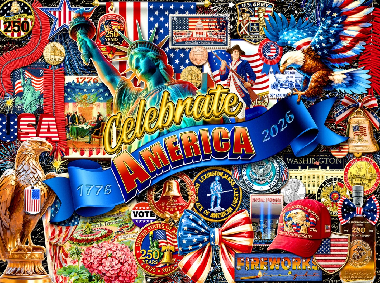 Sunsout Celebrate America 1000 pc Fourth of July Jigsaw Puzzle 70010