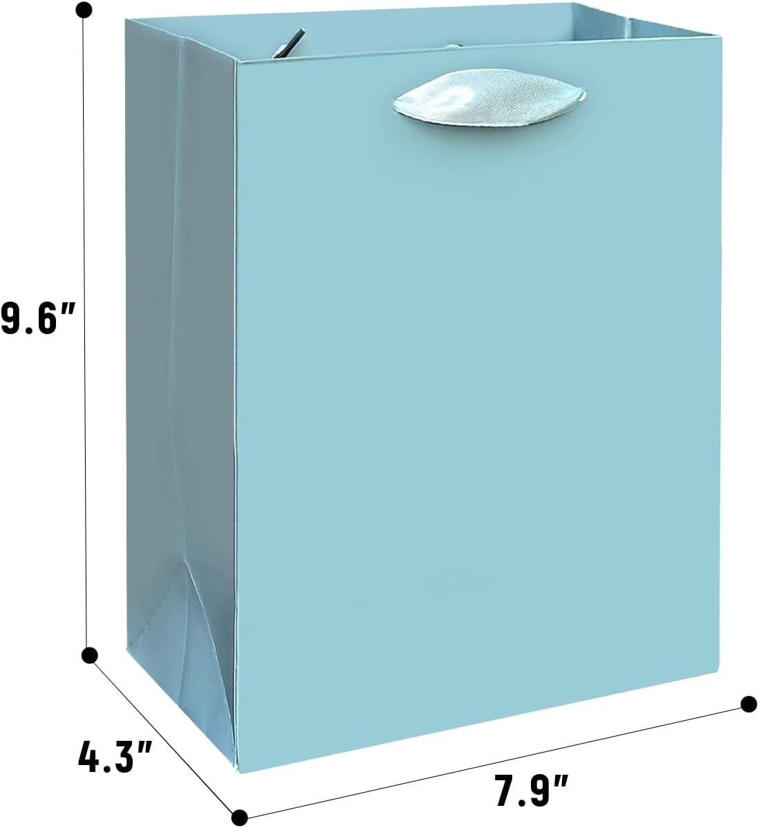 Lake Blue Gift Bags with Tissue Paper for Wedding, Birthday, Party Supplies - Medium Size Cardboard Gift Bags (5pcs + 10pcs Tissue Paper)