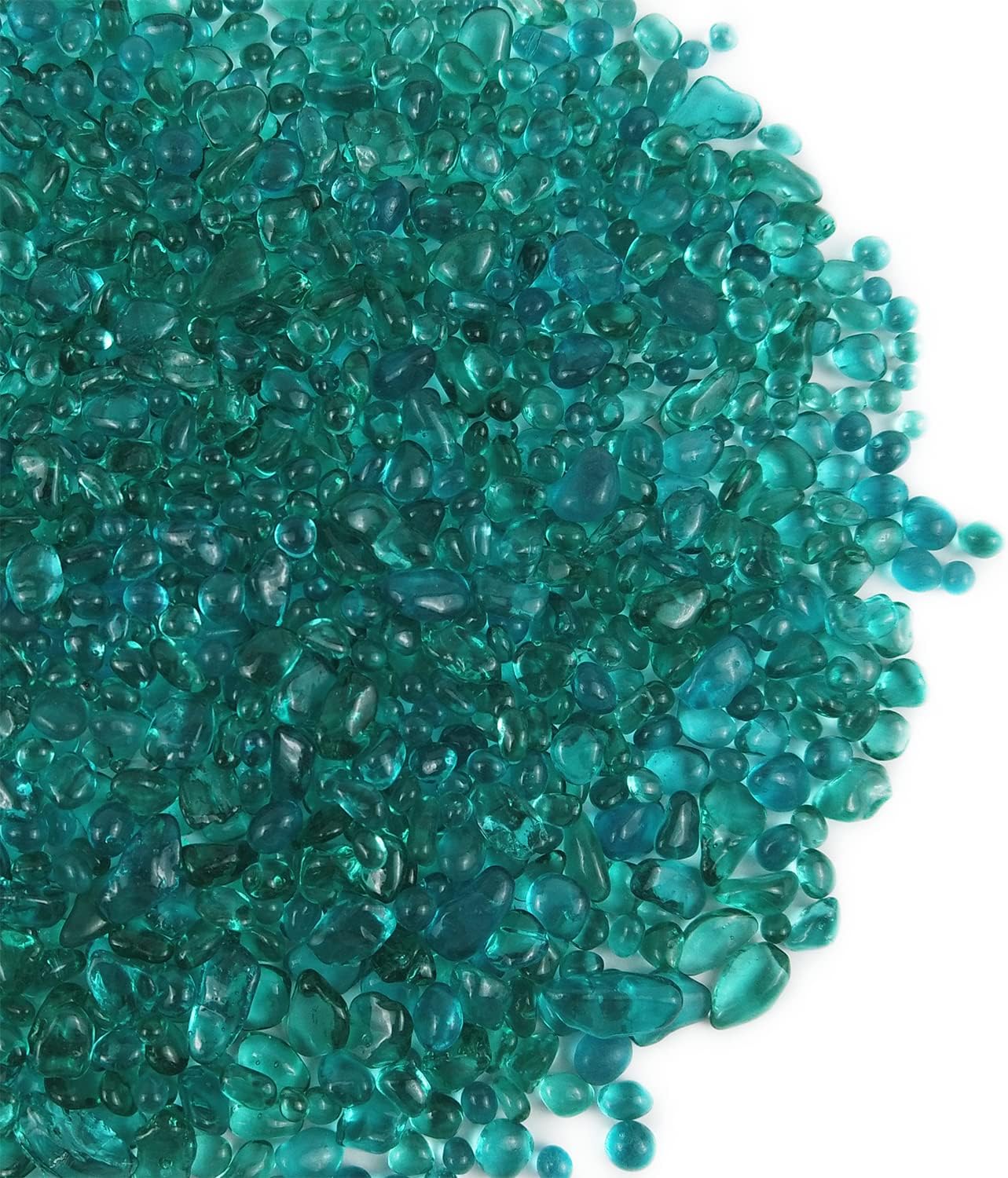 Decorative Round Glass Beads, Marbles, Pebbles, Gems for Fire Pit Crafts, Resin Art, Vase Filler, Fish Tank, Aquarium Garden Decoration, 3-6mm, 1-Pound (Turquoise)