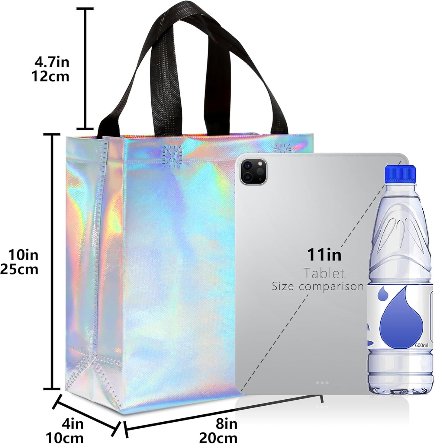 12pcs Reusable Gift Bags(Includes Tissue Paper) Gift bag with handle Birthdays Parties Holidays Weddings Medium 10x4x8in rainbow Gift Bags