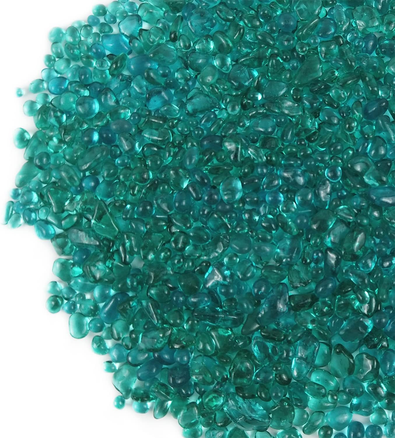Decorative Round Glass Beads, Marbles, Pebbles, Gems for Fire Pit Crafts, Resin Art, Vase Filler, Fish Tank, Aquarium Garden Decoration, 3-6mm, 1-Pound (Turquoise)