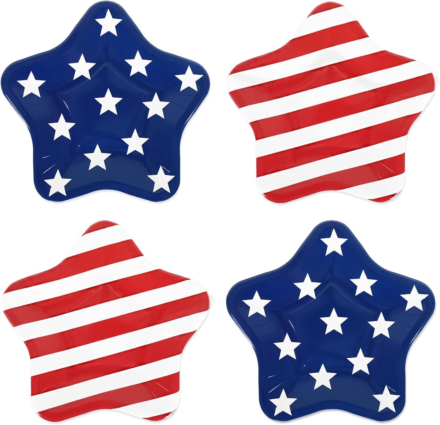 40PCS Patriotic Star-Shaped Paper Plates Set – Red Stripe & Blue Star Disposable 7.1" Plates for 4th of July, Independence Day, Veterans Day & 250th Anniversary Party Decorations