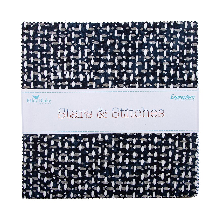 Expressions Batiks Stars & Stitches 10" Square Pack (Layer Cake / 10" Stacker) by Riley Blake (10-23627-42)