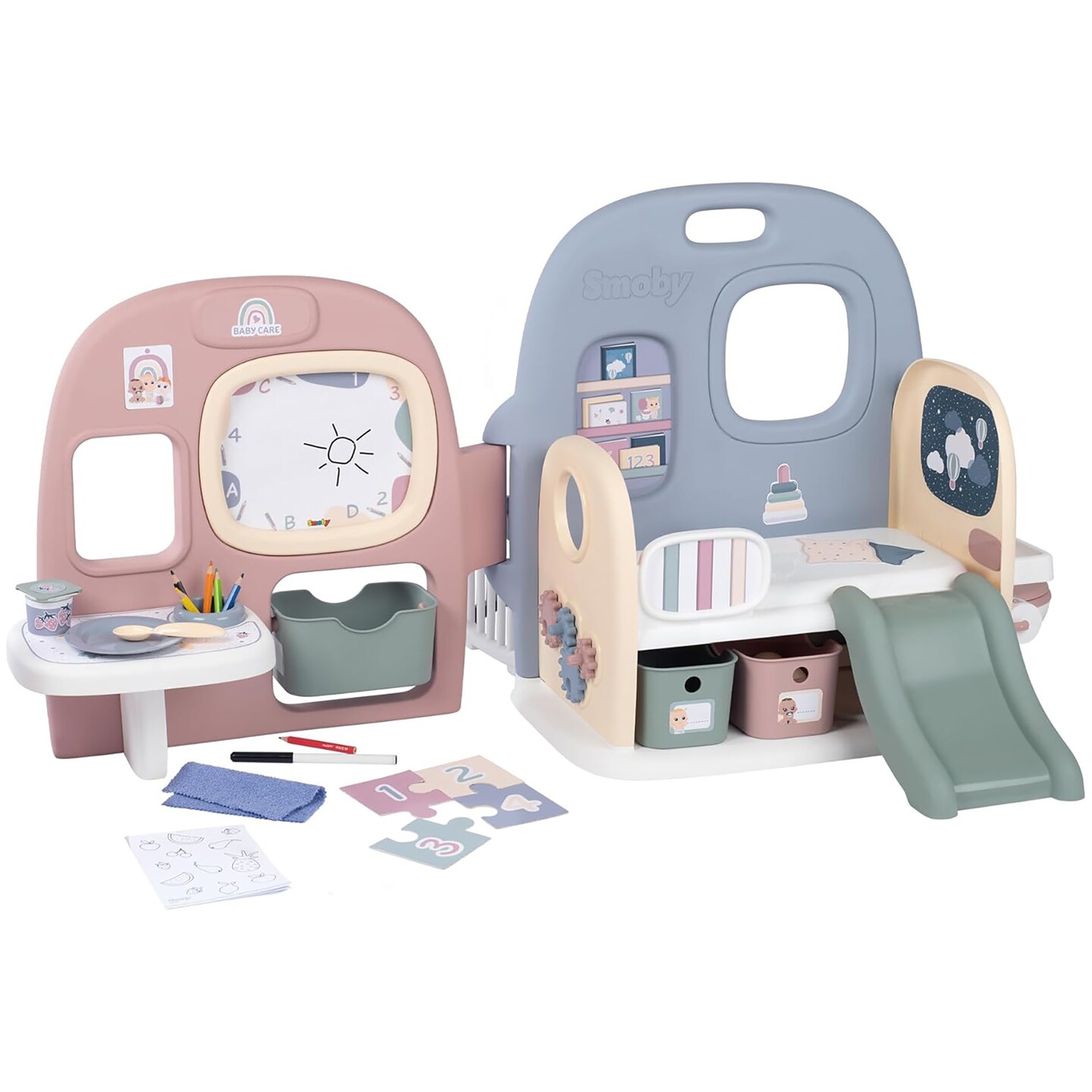 Smoby: Childcare Center Playset - Children&#x27;s Play Center For Baby Dolls, 5 Interactive Areas &#x26; 27 Accessories, Learning Pretend Play Toy, Kids Ages 3+