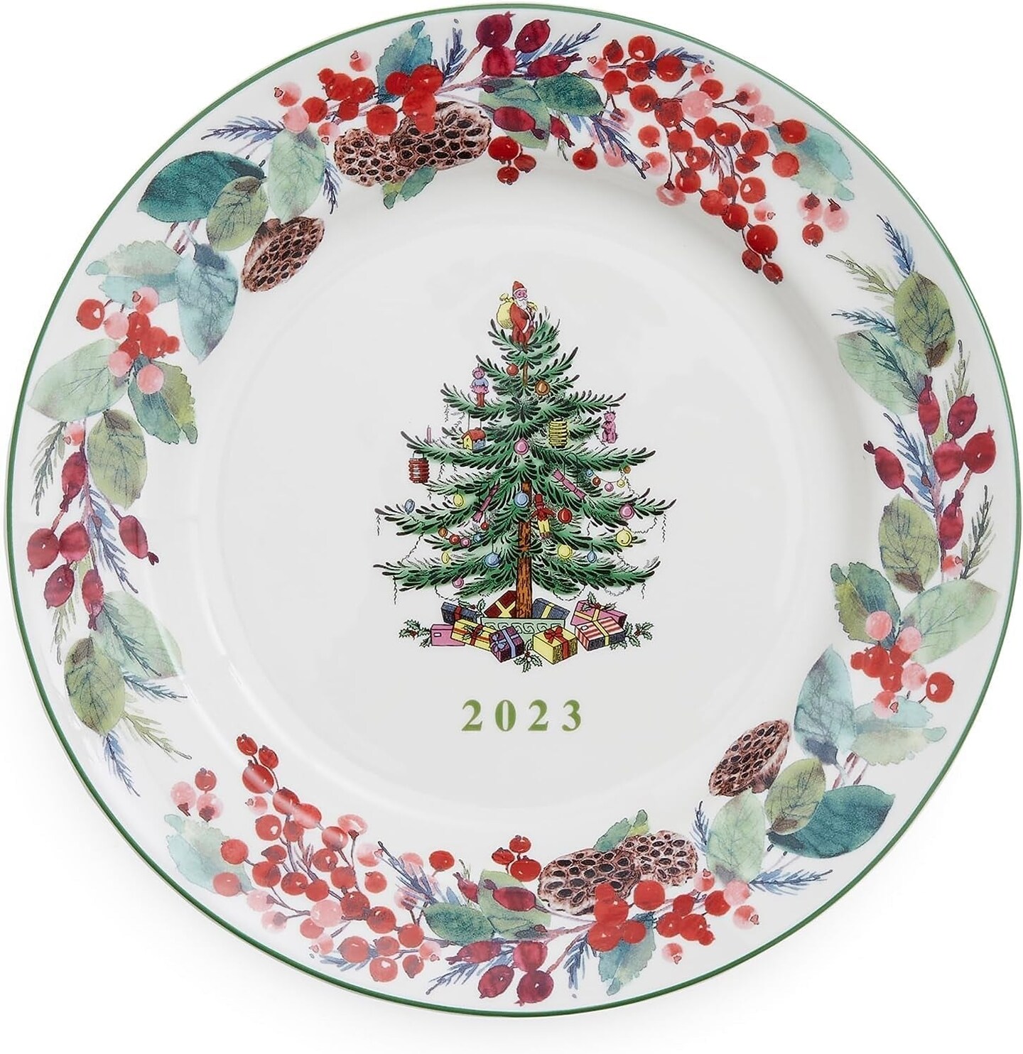 Porcelain 8-Inch Christmas Decorative Plate, 2023 Annual Collector, Traditional Style, Microwave &#x26; Dishwasher Safe