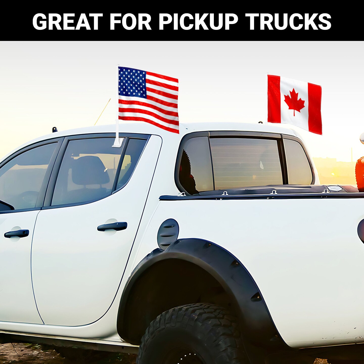 G128 Combo Pack: American USA Car Flag &#x26; Canada Canadian Car Flag 11x17 In | Both Double Sided Printed 150D Polyester | Flagpole Included | Perfect for Festival Celebrations, Parades