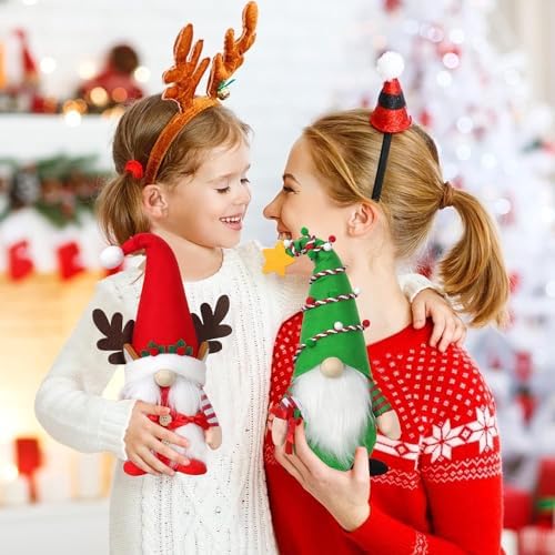 2 Pack Gnomes Christmas Decorations 15 Inch Plush Swedish Tomte Xmas Gnome Red Green Figurines Elf Santa Collectible Dolls Christmas Ornaments Holiday Indoor Home Tabletop Decorations Gifts