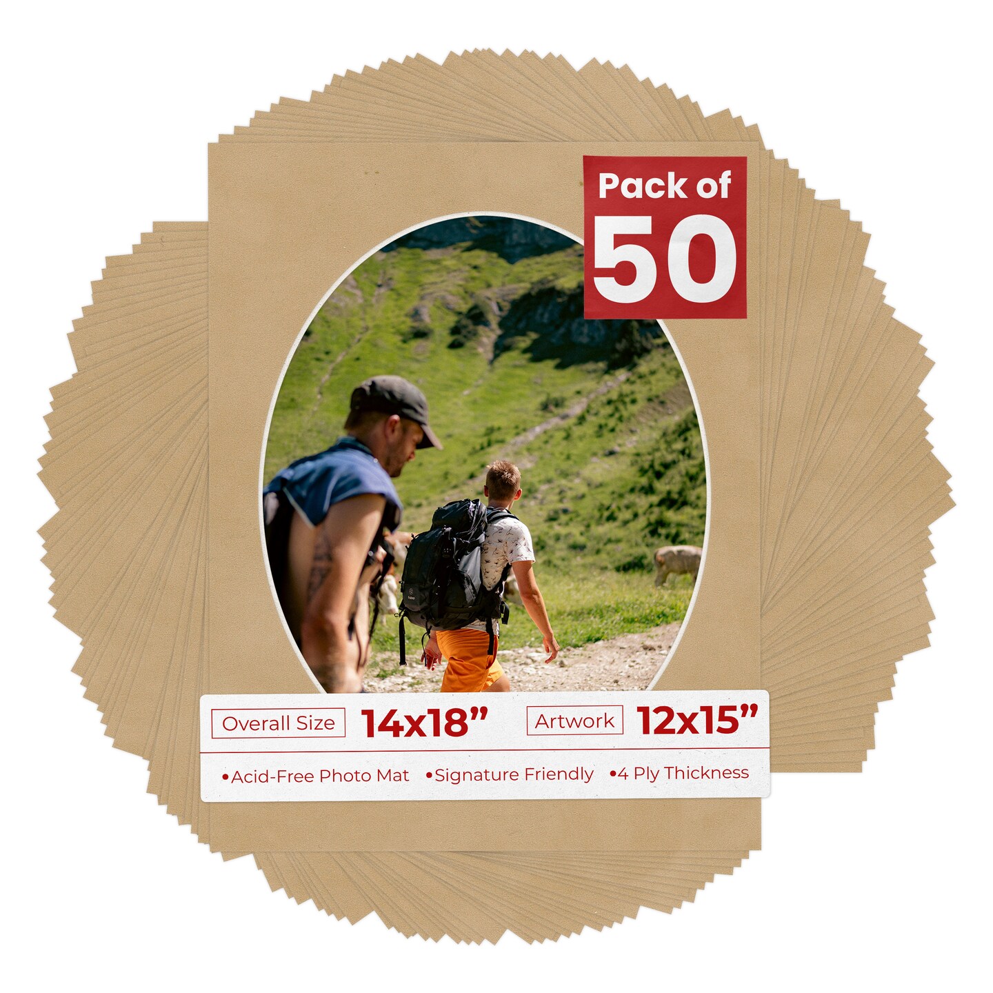 Beige Suede Mat Board for 14x18 Frames - Oval Opening for 12x15 Photos ...