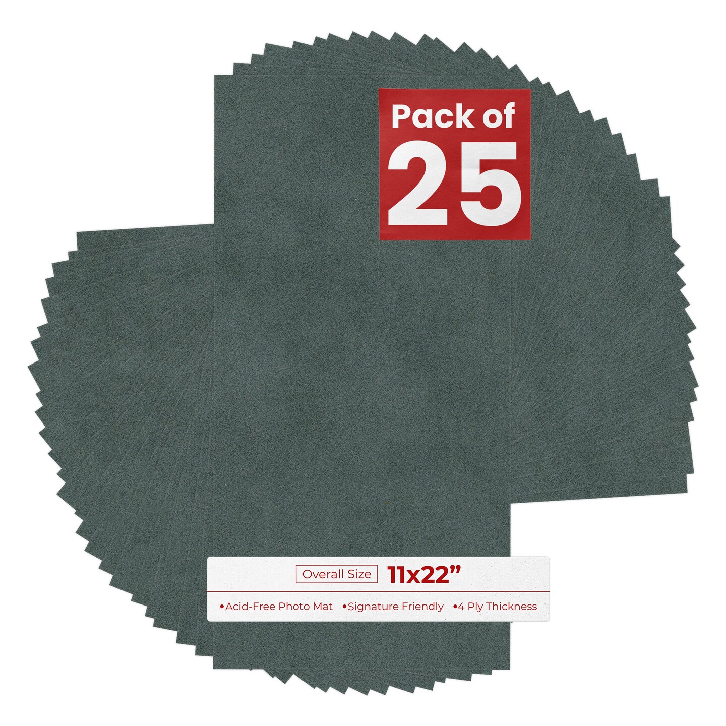 Dark Grey Suede 11x22 Uncut Mat Board - Blank Sheets, No Opening