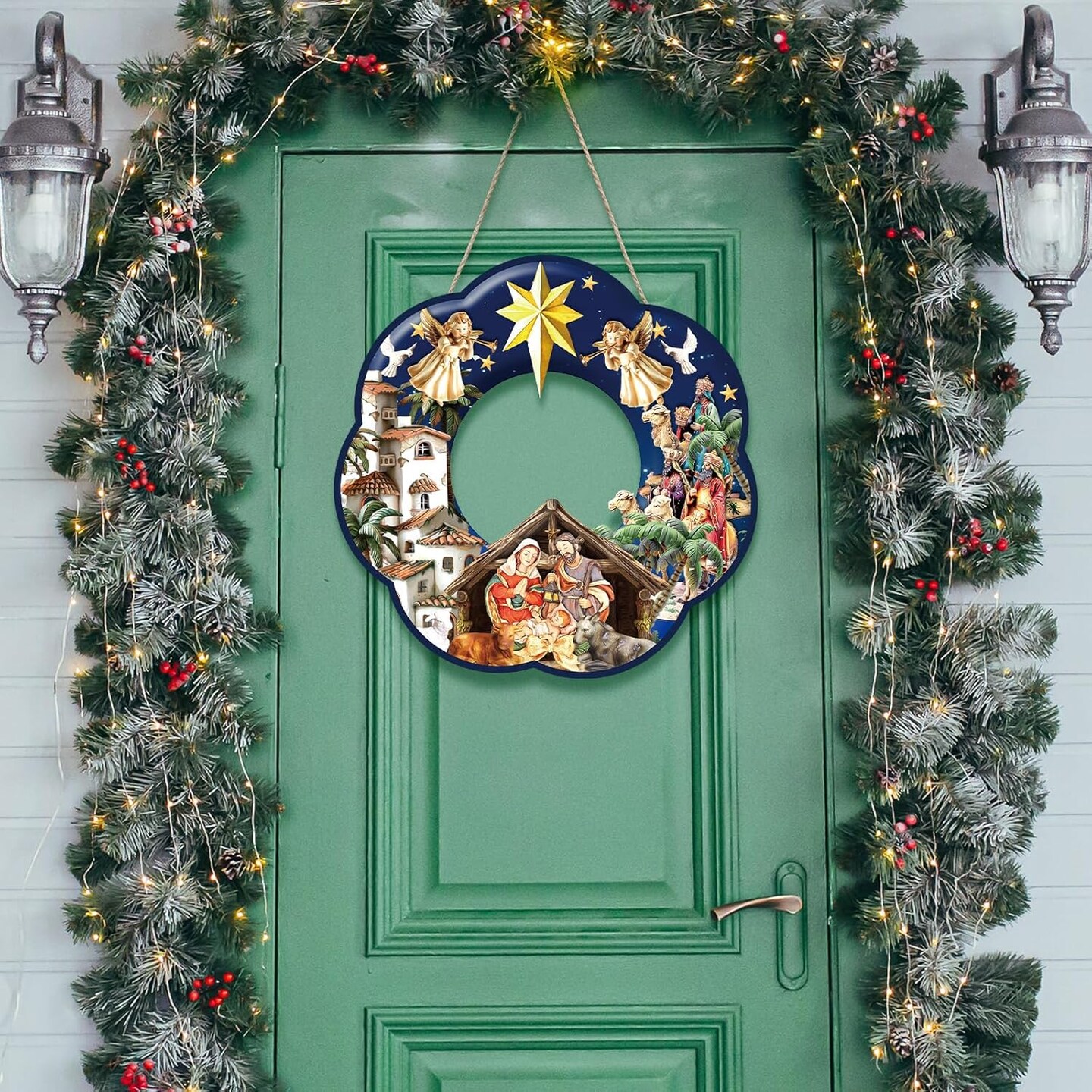 Holy Family Wreath Decorations Christmas Front Door