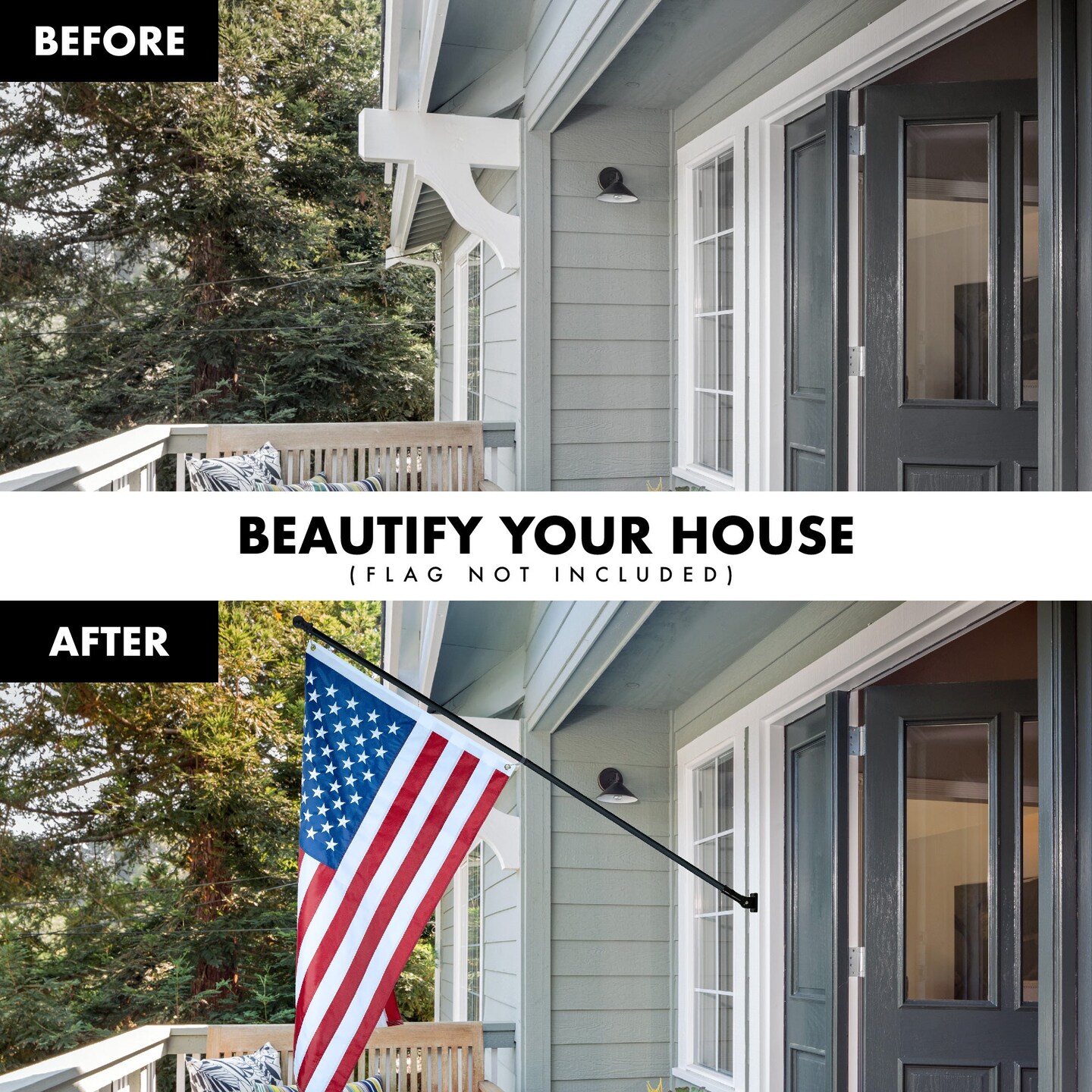 G128 5Ft Tangle-Free Aluminum Spinning Black Flagpole - Aluminum Wall Mount Flag Pole for Commercial/Residential Use (Flag NOT Included)