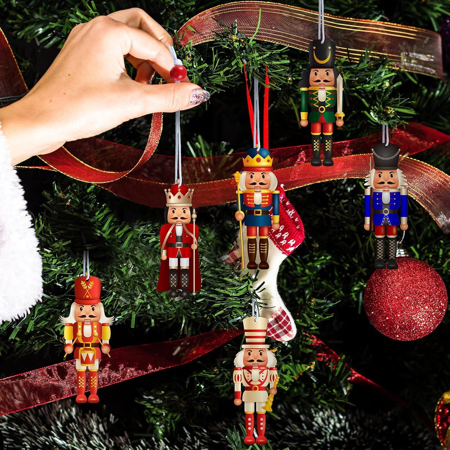 36 Pieces Christmas Nutcrackers Decorations Nutcracker Ornaments Wooden Hanging Christmas Decorations Nutcracker