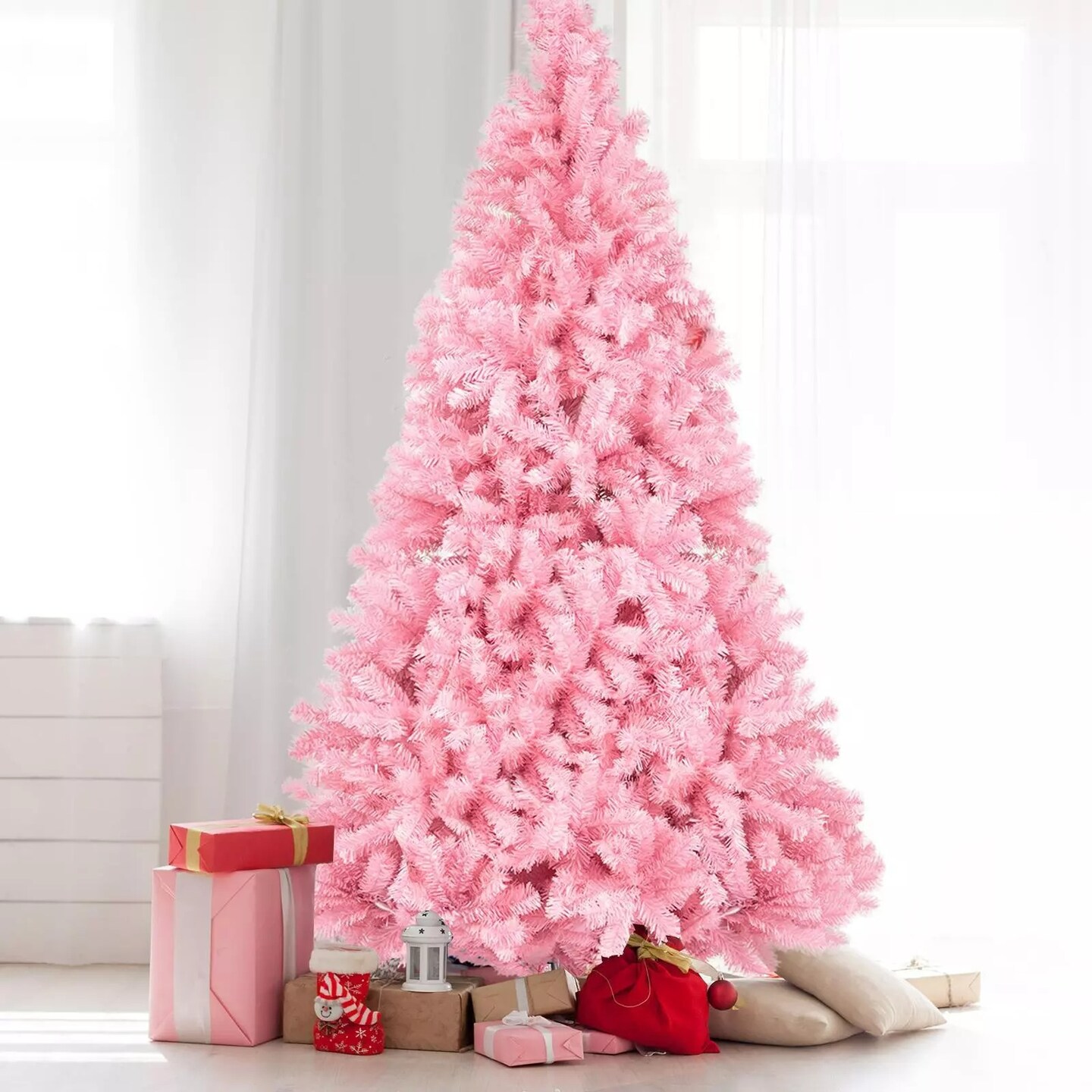7 FT Artificial Xmas Christmas Tree 1800 Branches Holiday Decor with Stand Pink