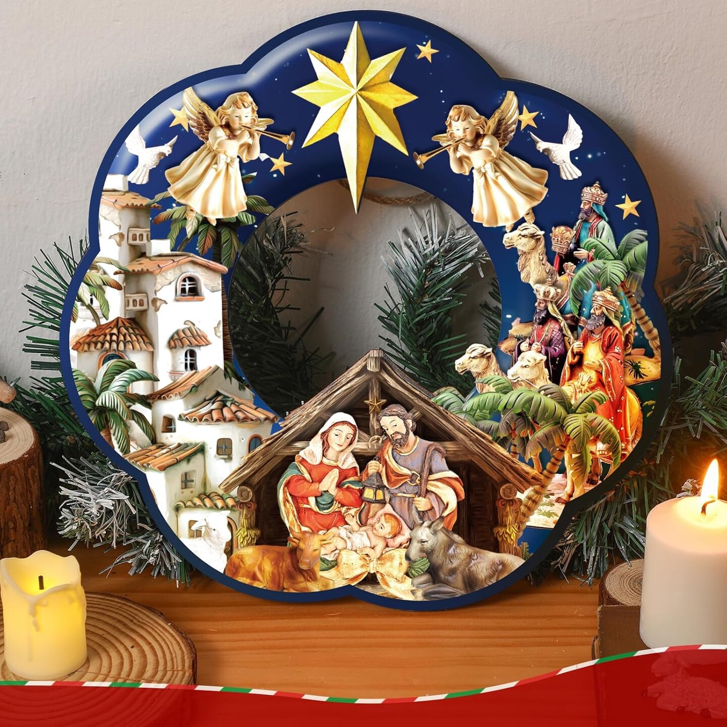 Holy Family Wreath Decorations Christmas Front Door
