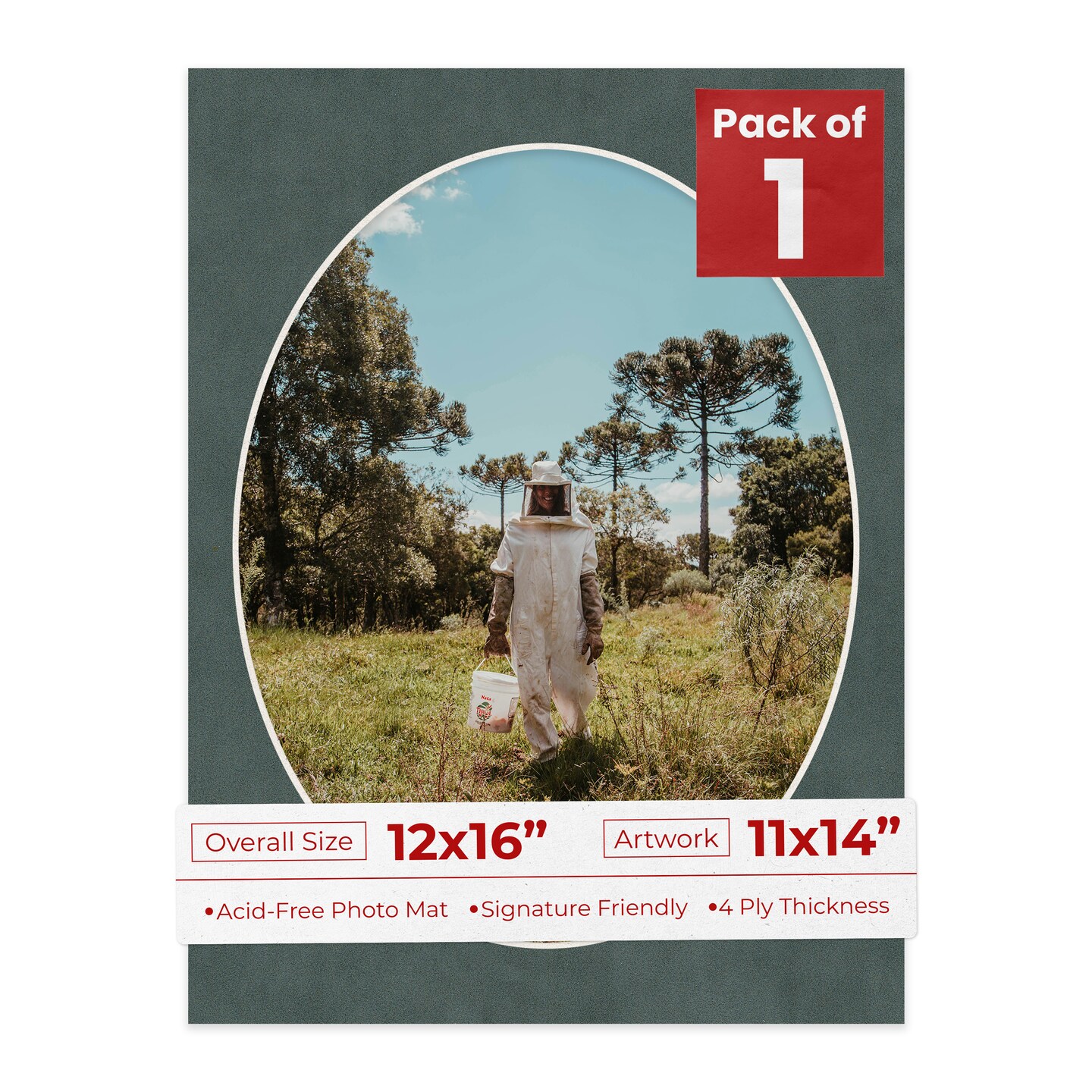 Dark Grey Suede Mat Board for 12x16 Frames - Oval Opening for 11x14 Photos