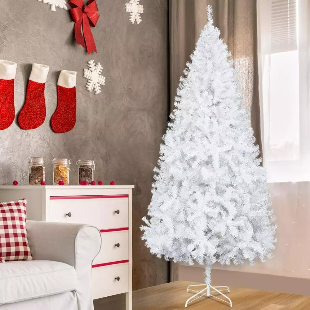 Slim Pencil 7Ft PVC Artificial Christmas Tree w/ Stand Home Holiday Decor WHITE
