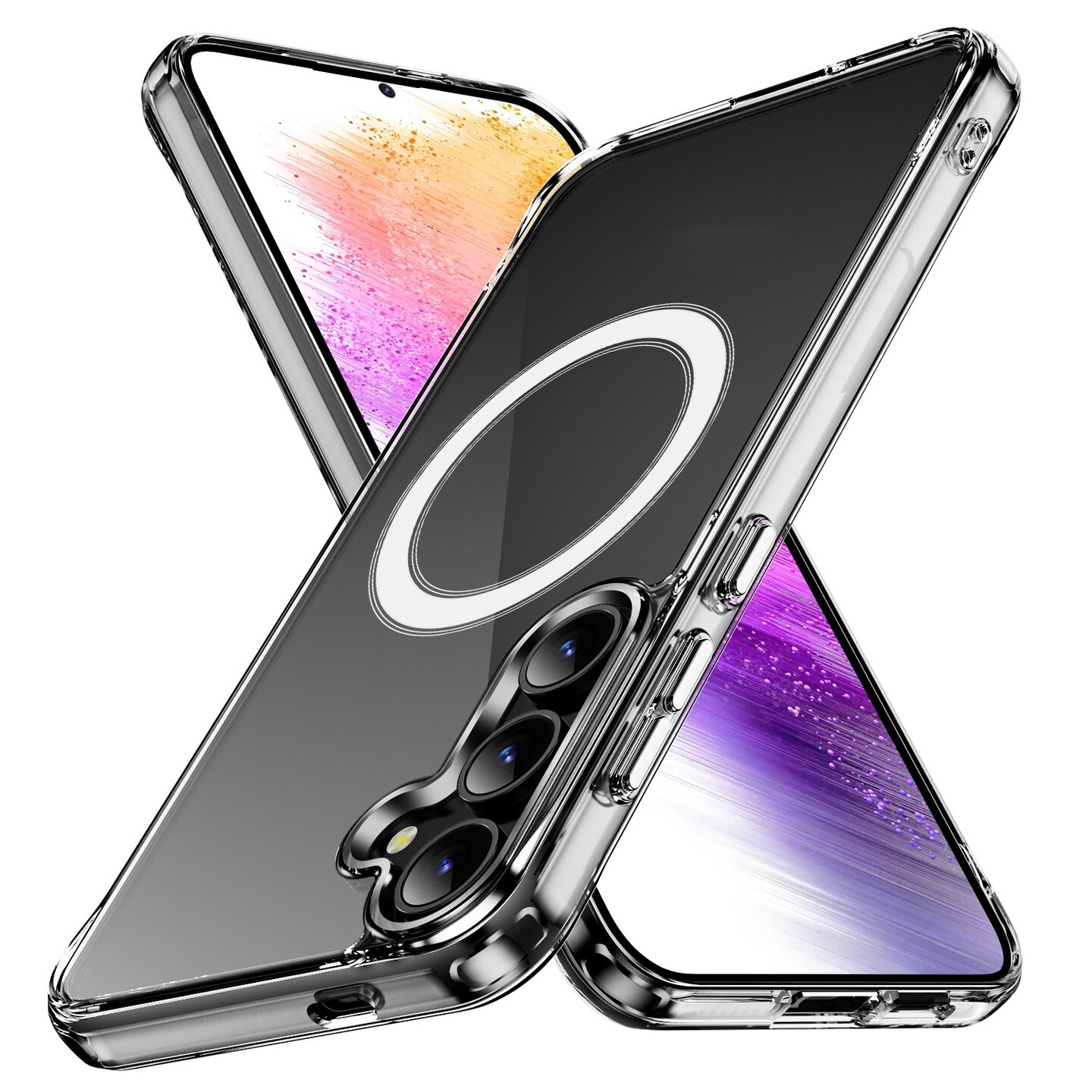 Clear Magnetic Case for all SAMSUNG Galaxy S25 series, S26 models & A17, with Ring Stand, Shock Absorbing Bumper, Fingerprint Resistant