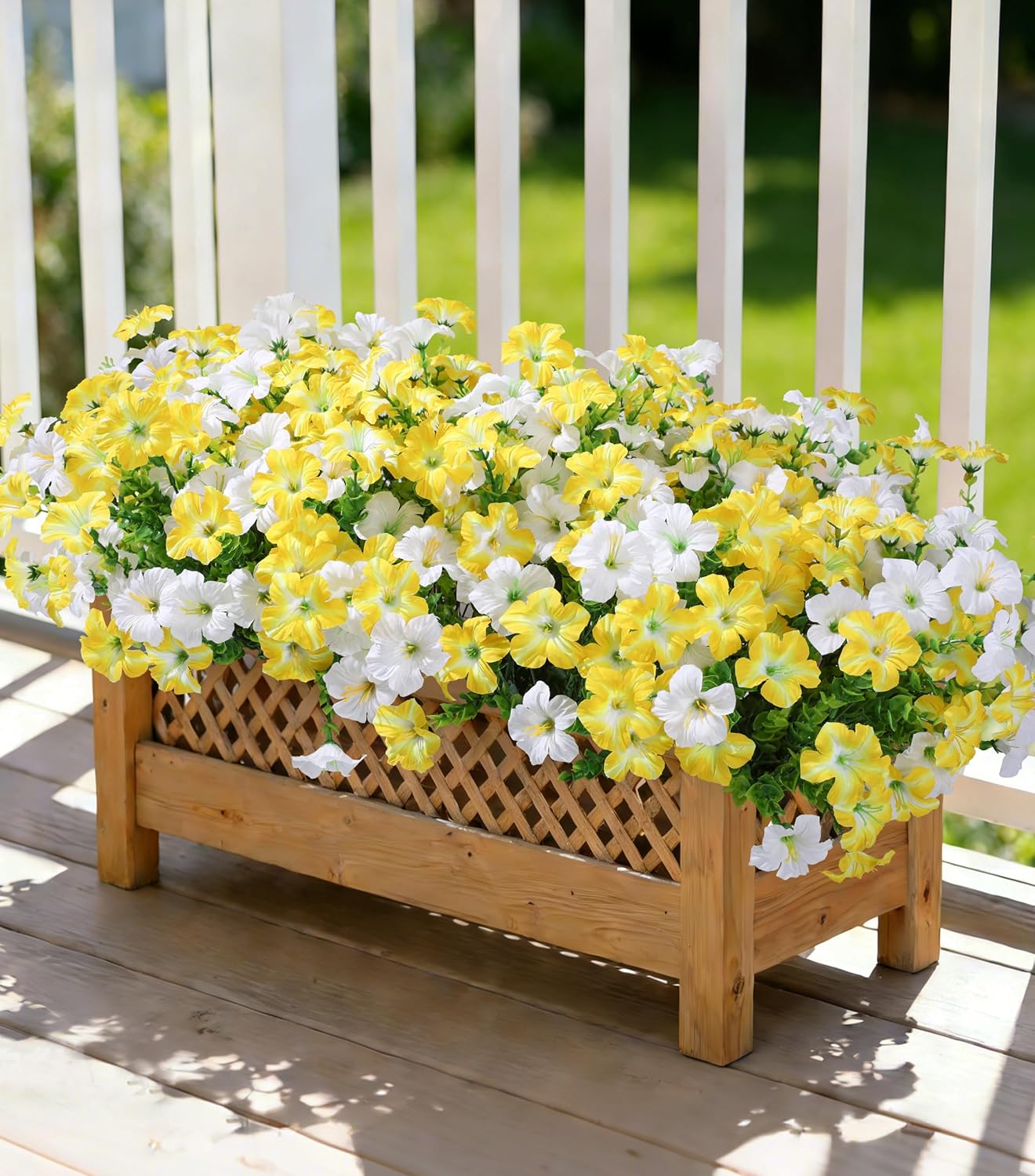 Artificial Outdoor Flowers 20 Bundles UV Resistant Morning Glory with Eucalyptus 2 Colors