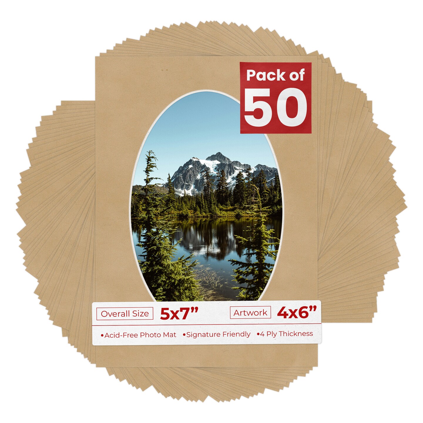 Beige Suede Mat Board for 5x7 Frames - Oval Opening for 4x6 Photos