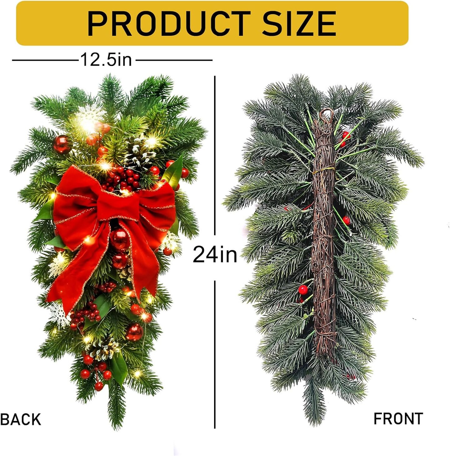2Pack Christmas Teardrop Swags