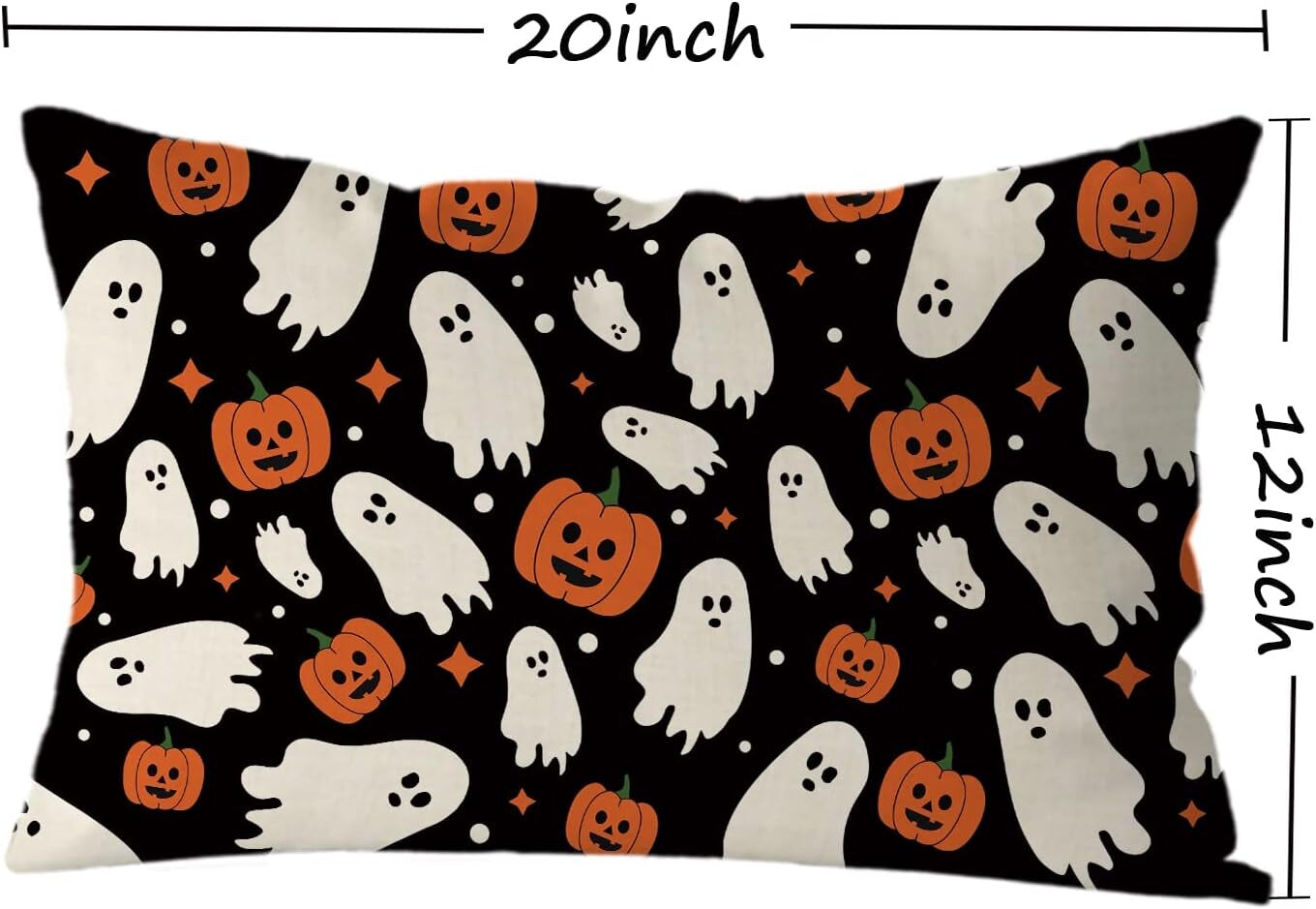 Halloween Pillow Covers 12X20 Inch Ghost Pumpkins Linen Pillowcase Holiday Farmhouse Throw Pillows Indoor Outdoor Couch Cushion Case for Home Sofa Decor