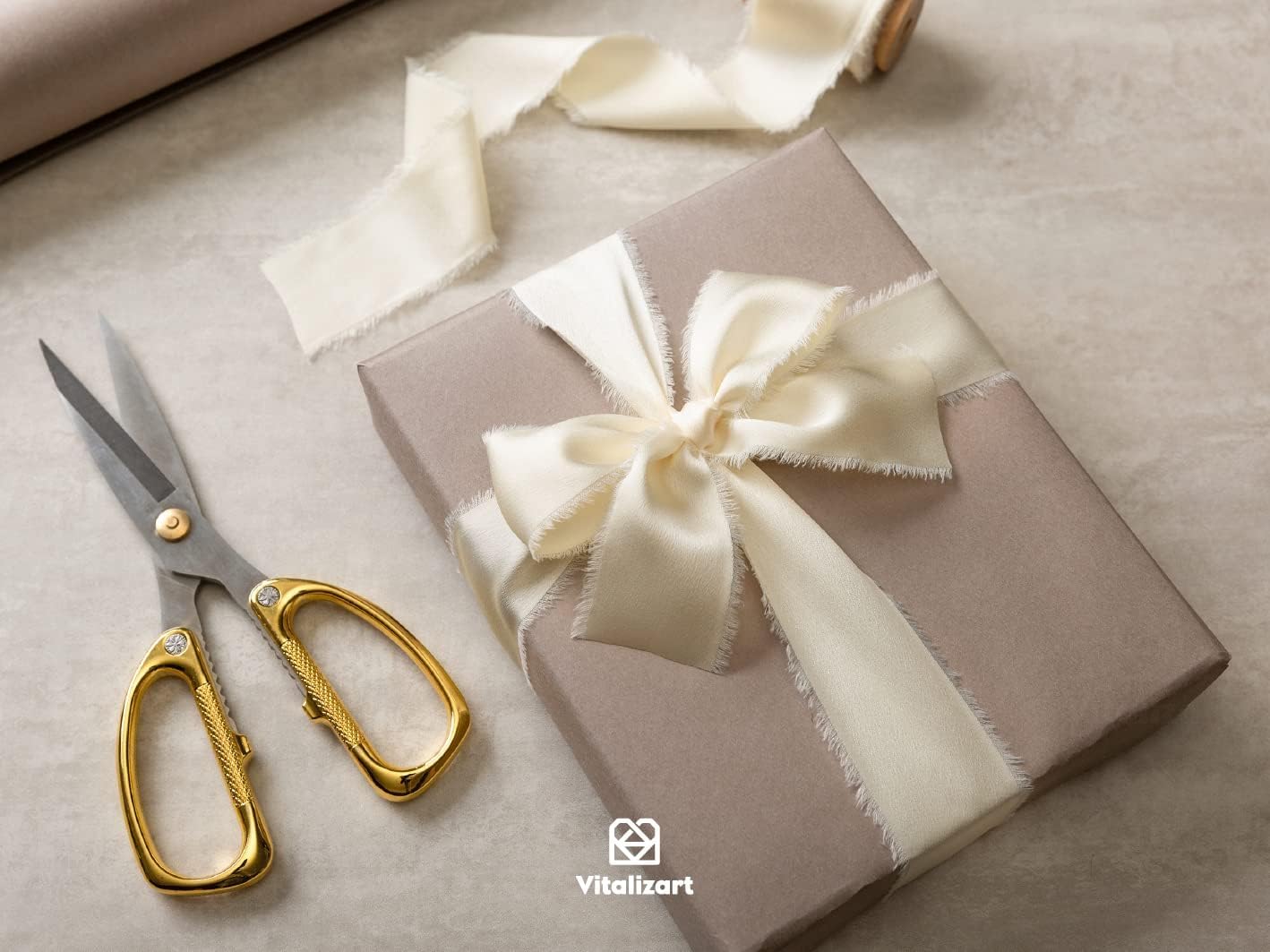 White Silk Satin Ribbon 1-1/2 inch x 15 Ivory Handmade Frayed Ribbons