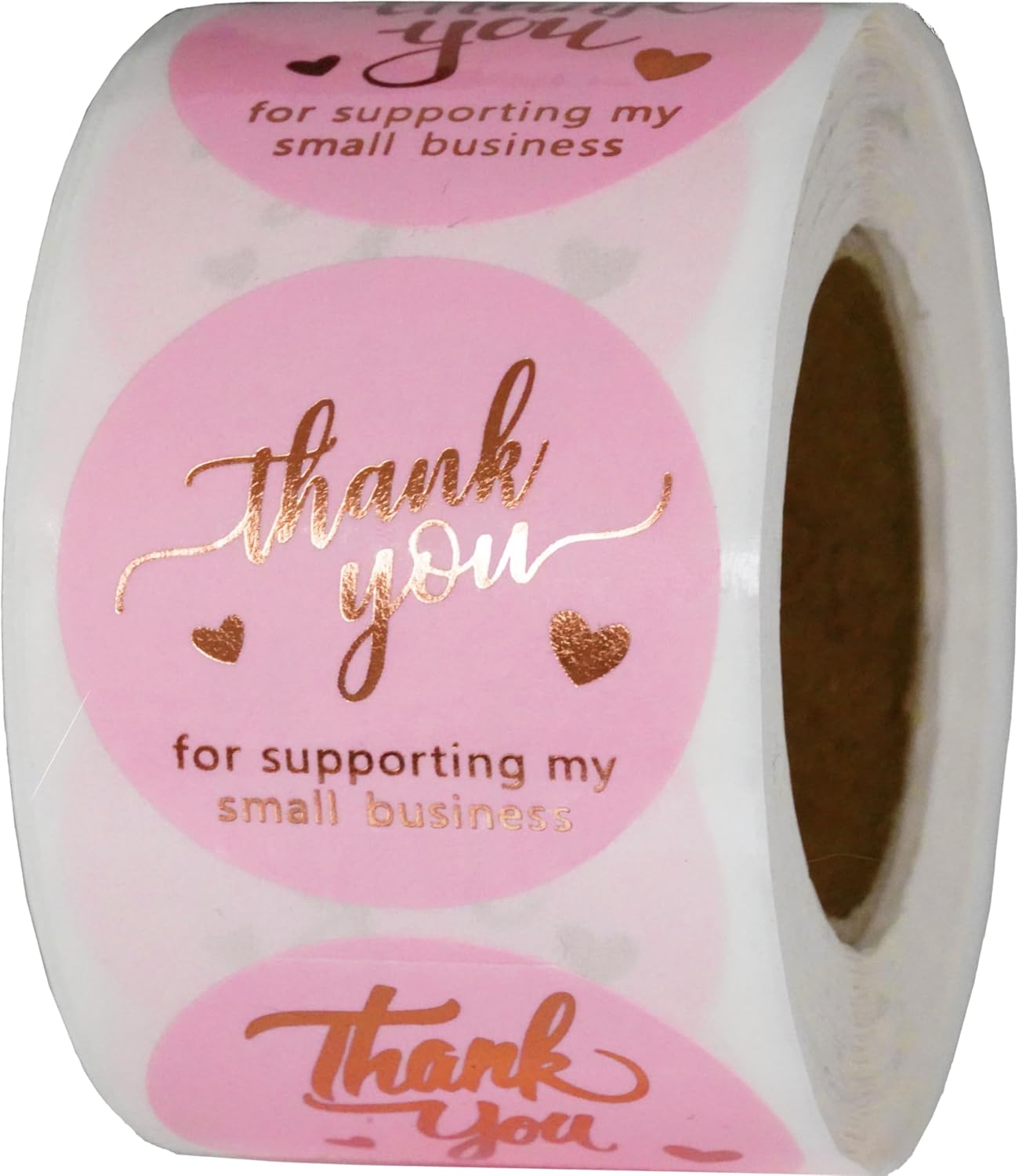 500 Pcs 1.5 Inch Pink and Rose Gold Thank You Stickers for Small Business