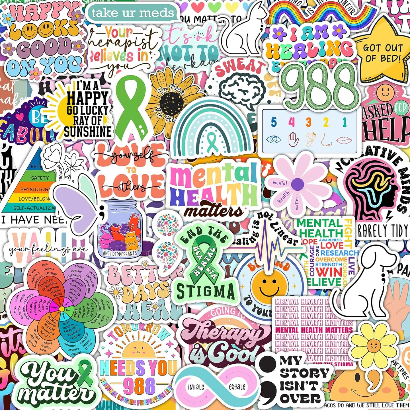 150 PCS Mental Health Matters Stickers Pack for Journals, Laptops, Water Bottles