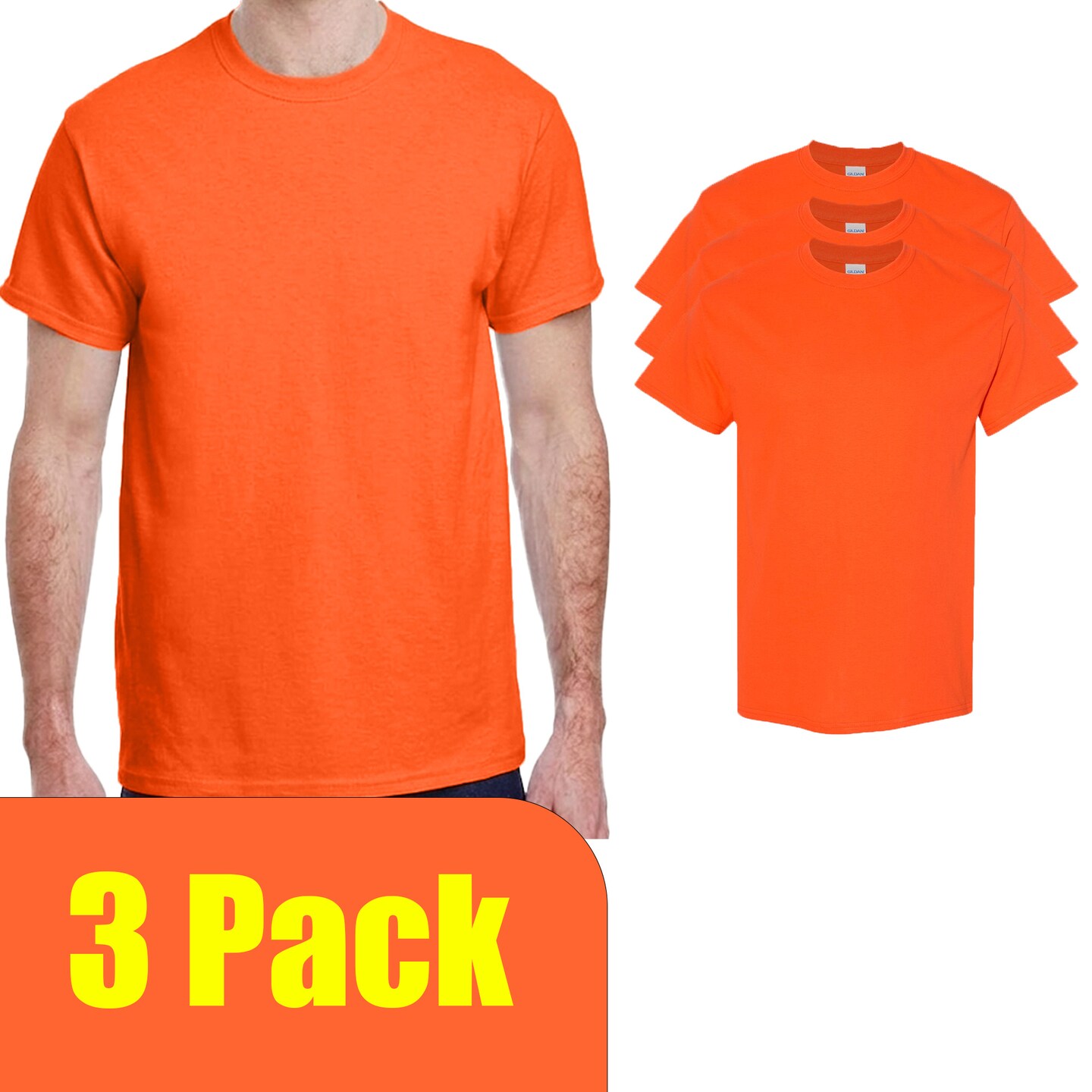 Gildan Unisex Heavy Cotton Craft-Ready Black T-Shirt, Craft Blanks Multi Pack Orange Tee