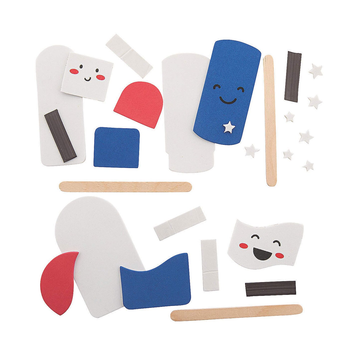 4th of July Patriotic Cool Treats Craft Stick Magnet Kit 12 Pieces