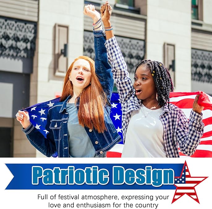 100 Pcs USA Rubber Wristbands Bulk American Flag Silicone Stretchable Bracelet Patriotic Veterans Rubber Bracelets Red White Blue
