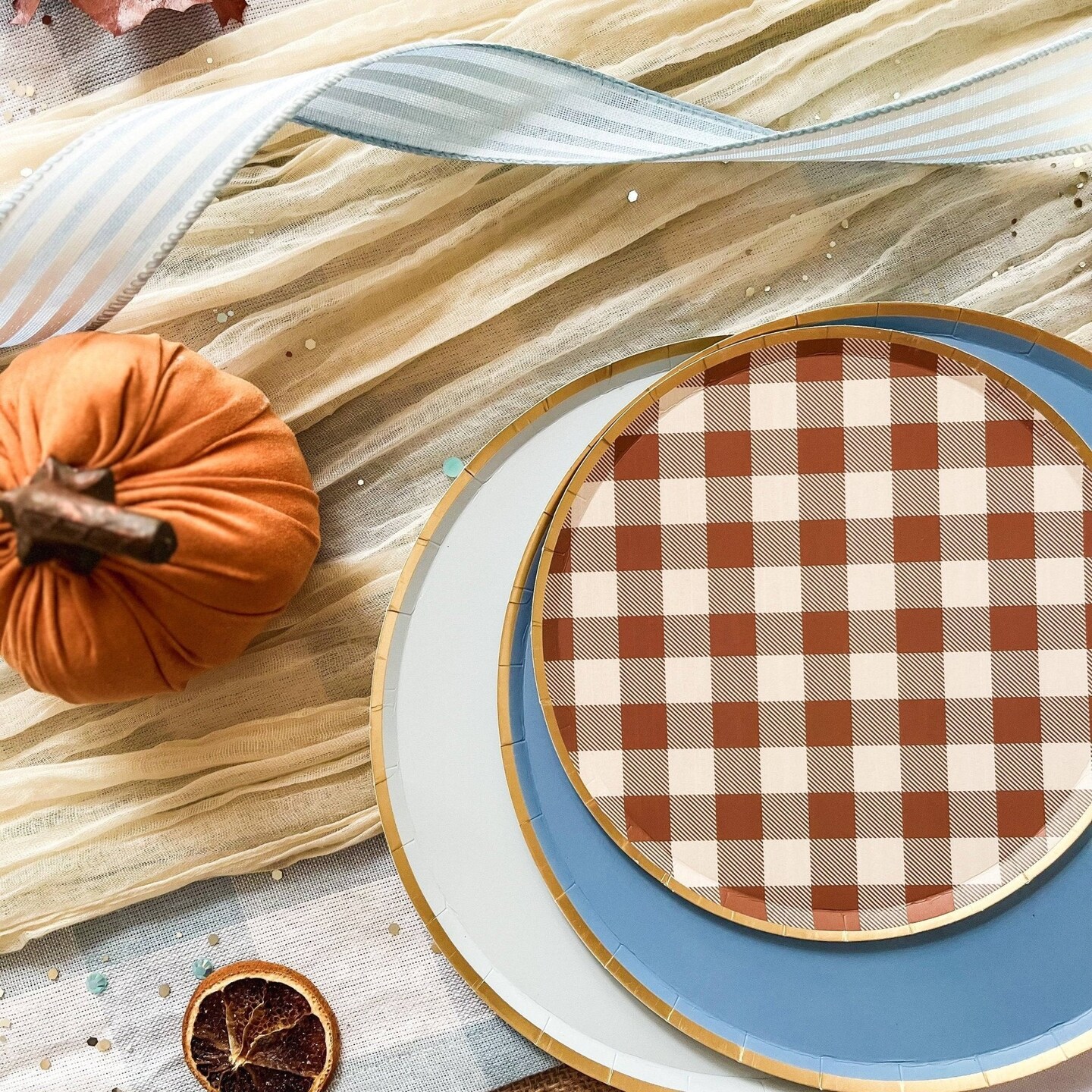 Fall Plaid Dessert Plate (8pcs)
