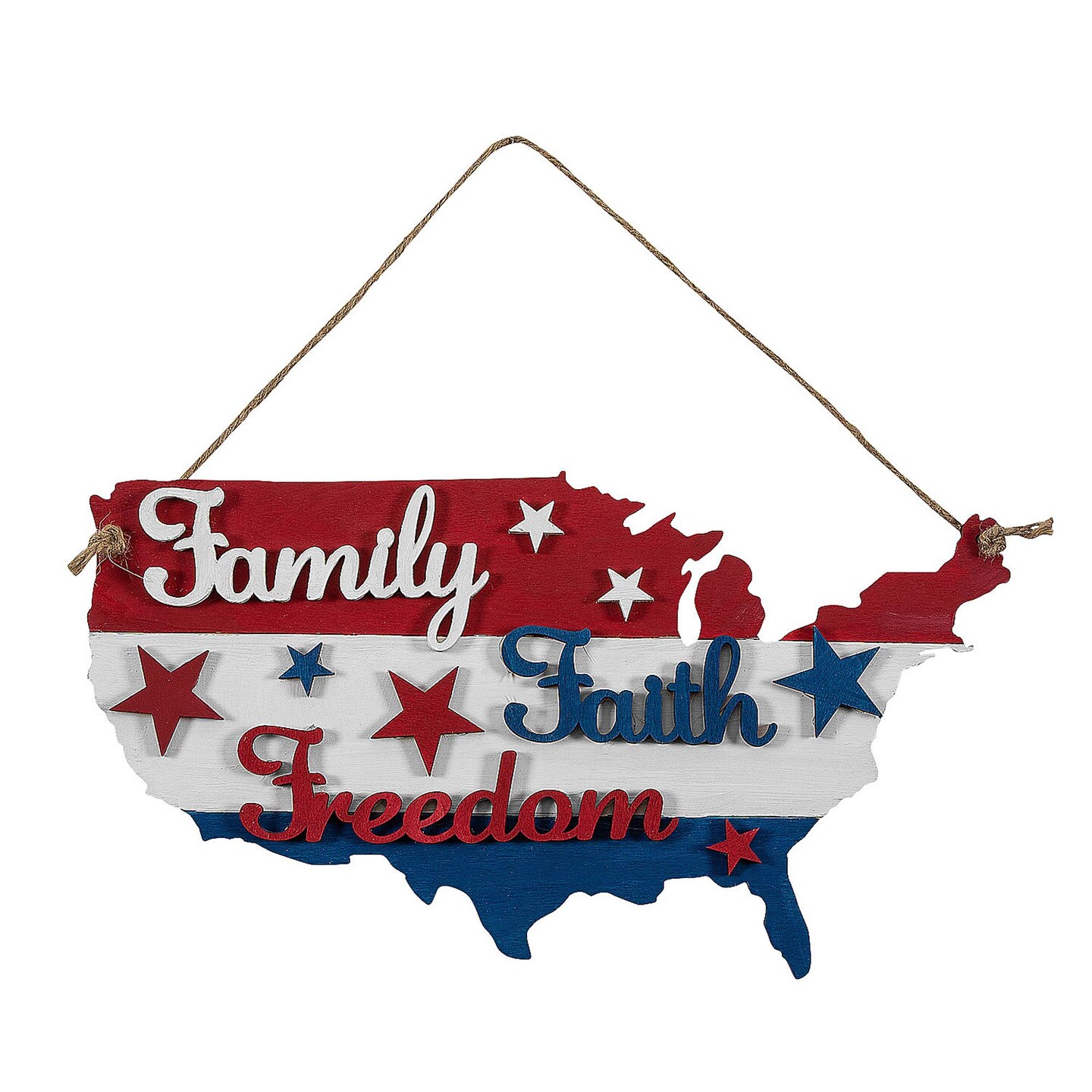 4th of July DIY Unfinished Wood Faith Family Freedom Door Sign Makes 1