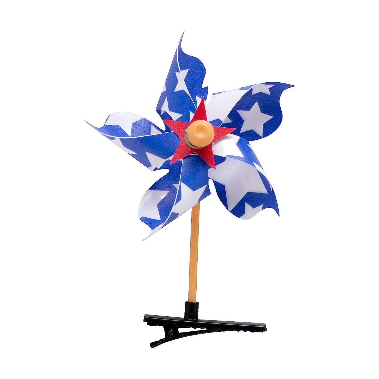 4th of July Patriotic Red White &#x26; Blue Pinwheel Hair Clips 12 Pieces
