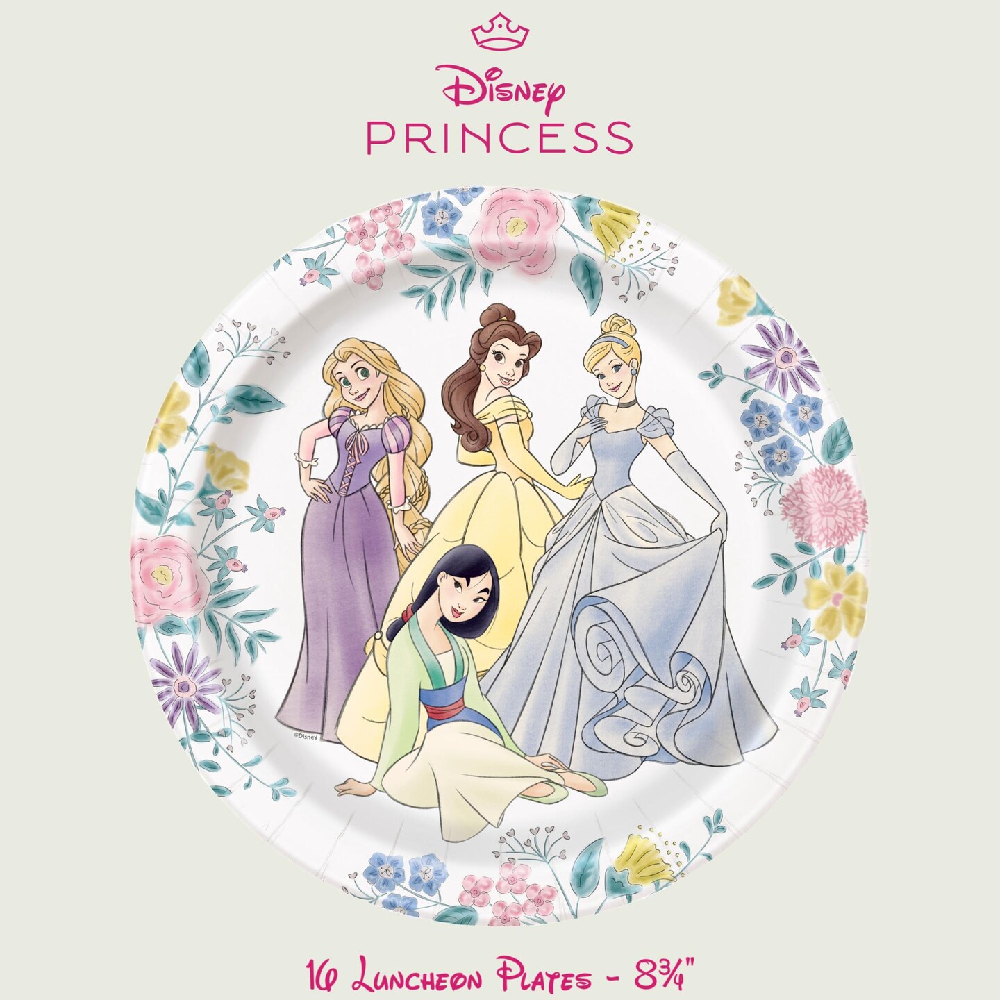 Disney Princess Birthday Supplies Bundle with Disney Princess Luncheon Plates and Disney Princess Napkins - Serves 16