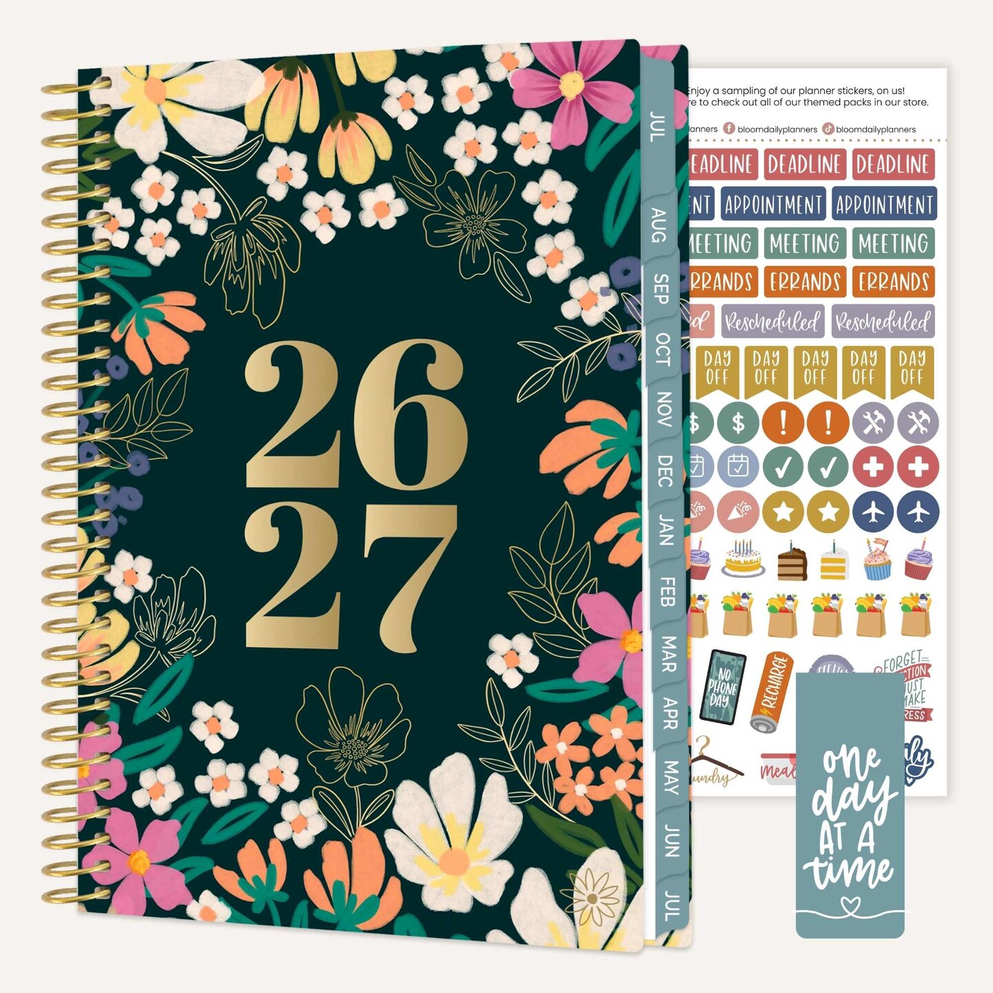 bloom daily planners 2026-2027 Academic Planner, 13 Month Soft Cover Monthly & Weekly, 5.5" x 8.25", Stickers Included, Blooming Wildly
